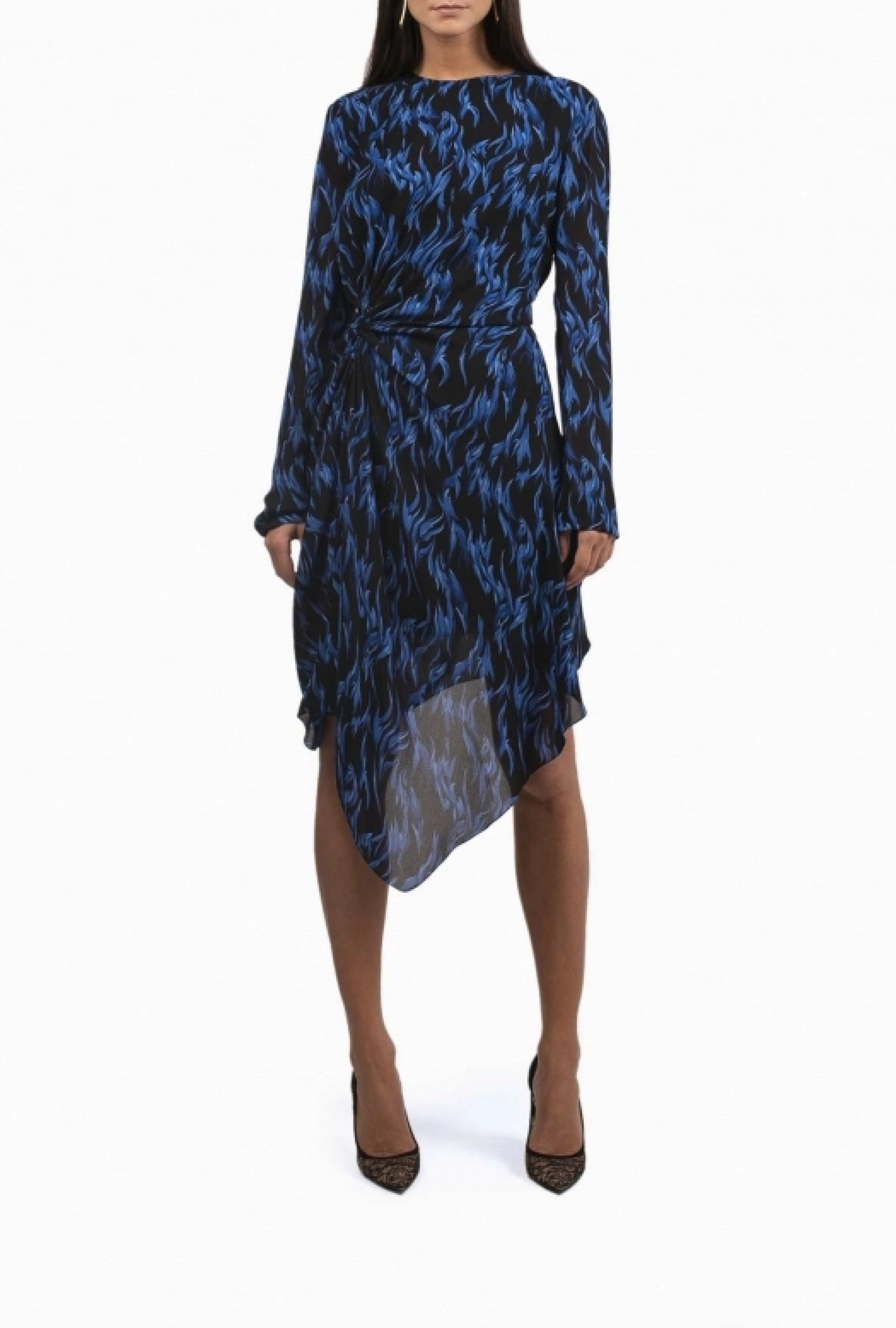 Robe Yves Saint Laurent Blue Fauve Print