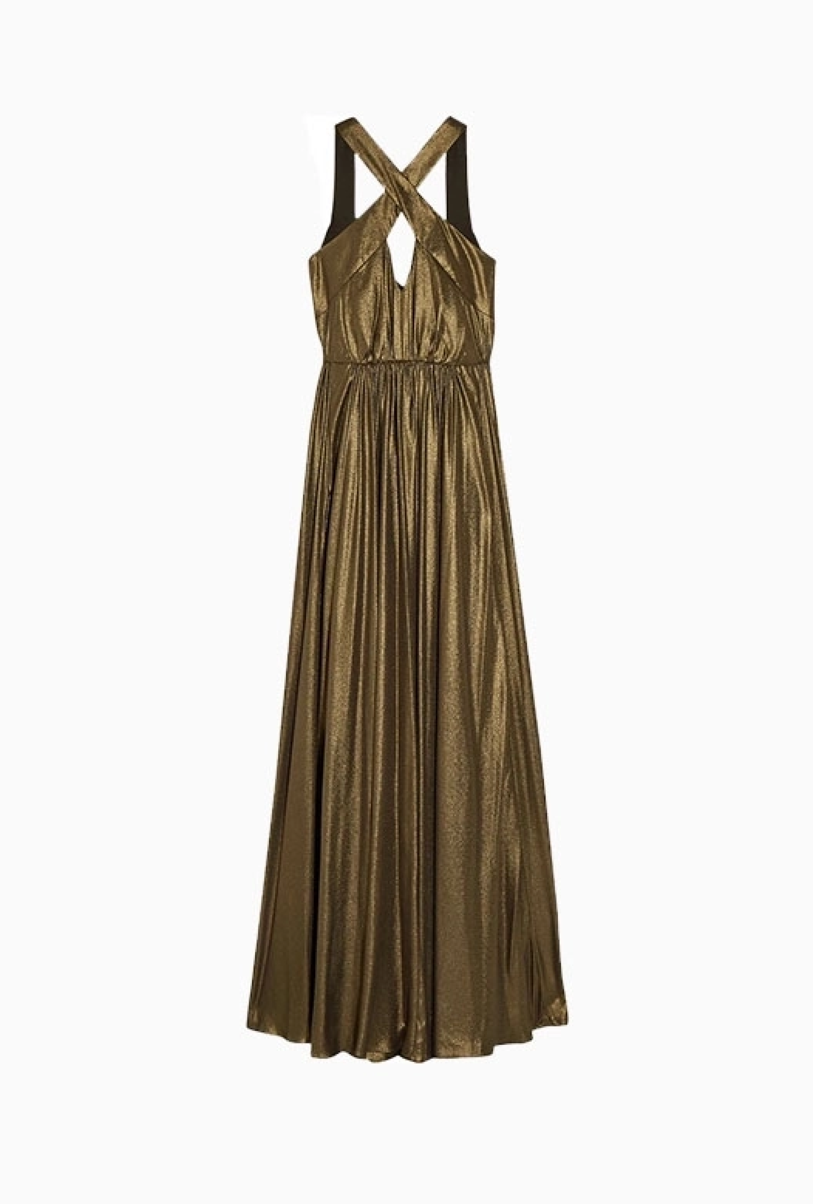 Robe Halston Heritage Cutout Pleated Lamé Gown-Exclusivité web
