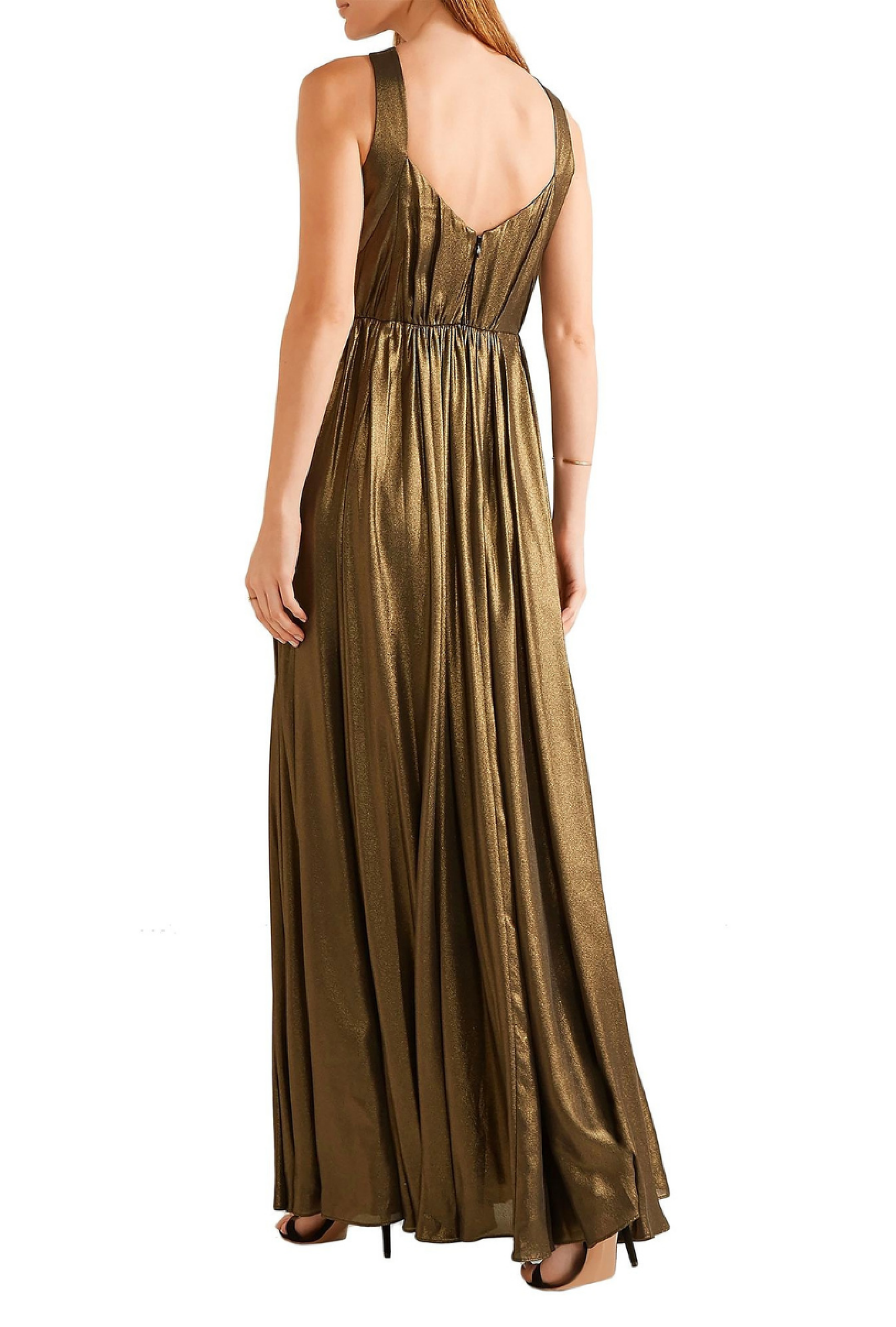 Robe Halston Heritage Cutout Pleated Lamé Gown-Exclusivité web