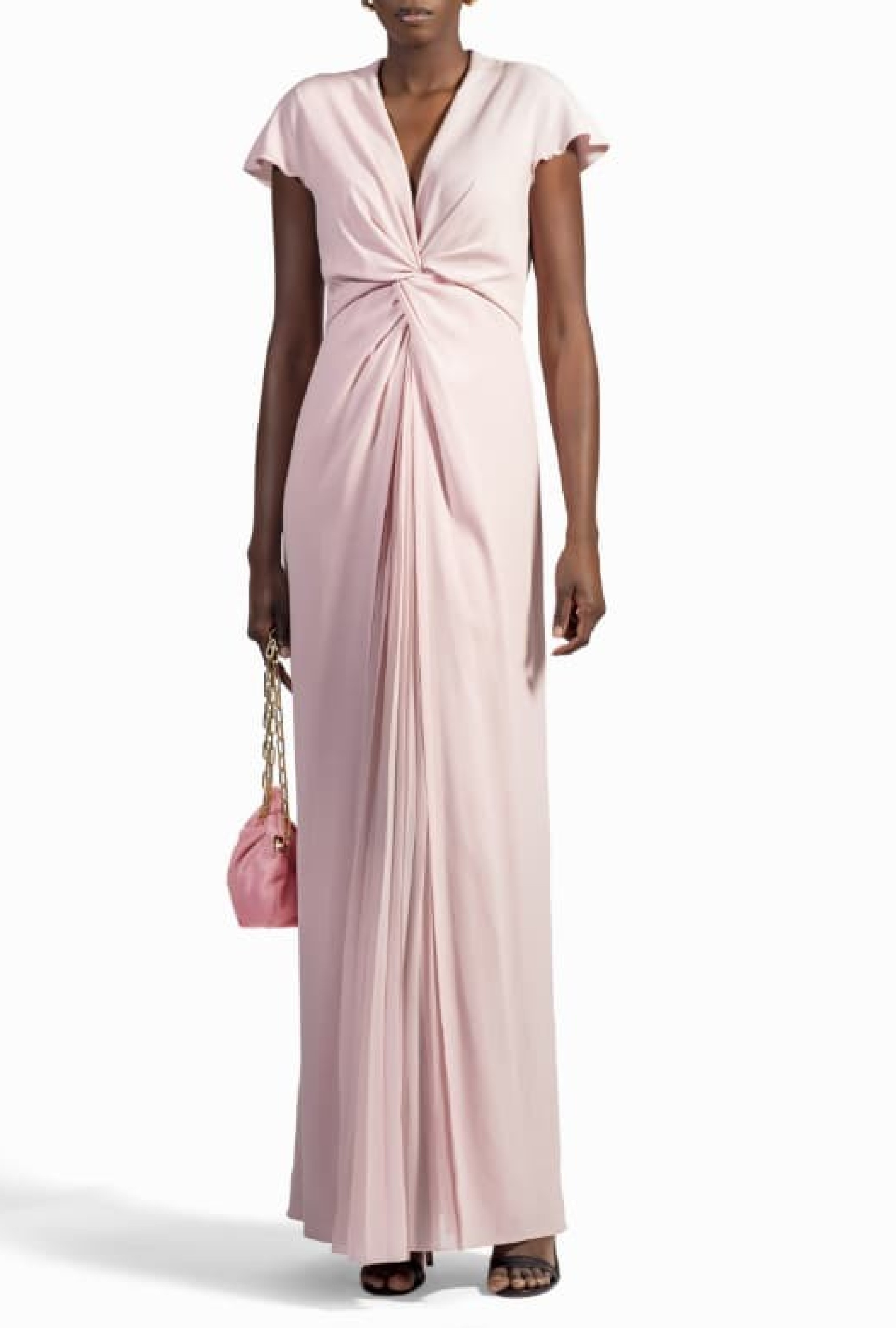 Robe Paule Ka longue drapée en crepe de satin