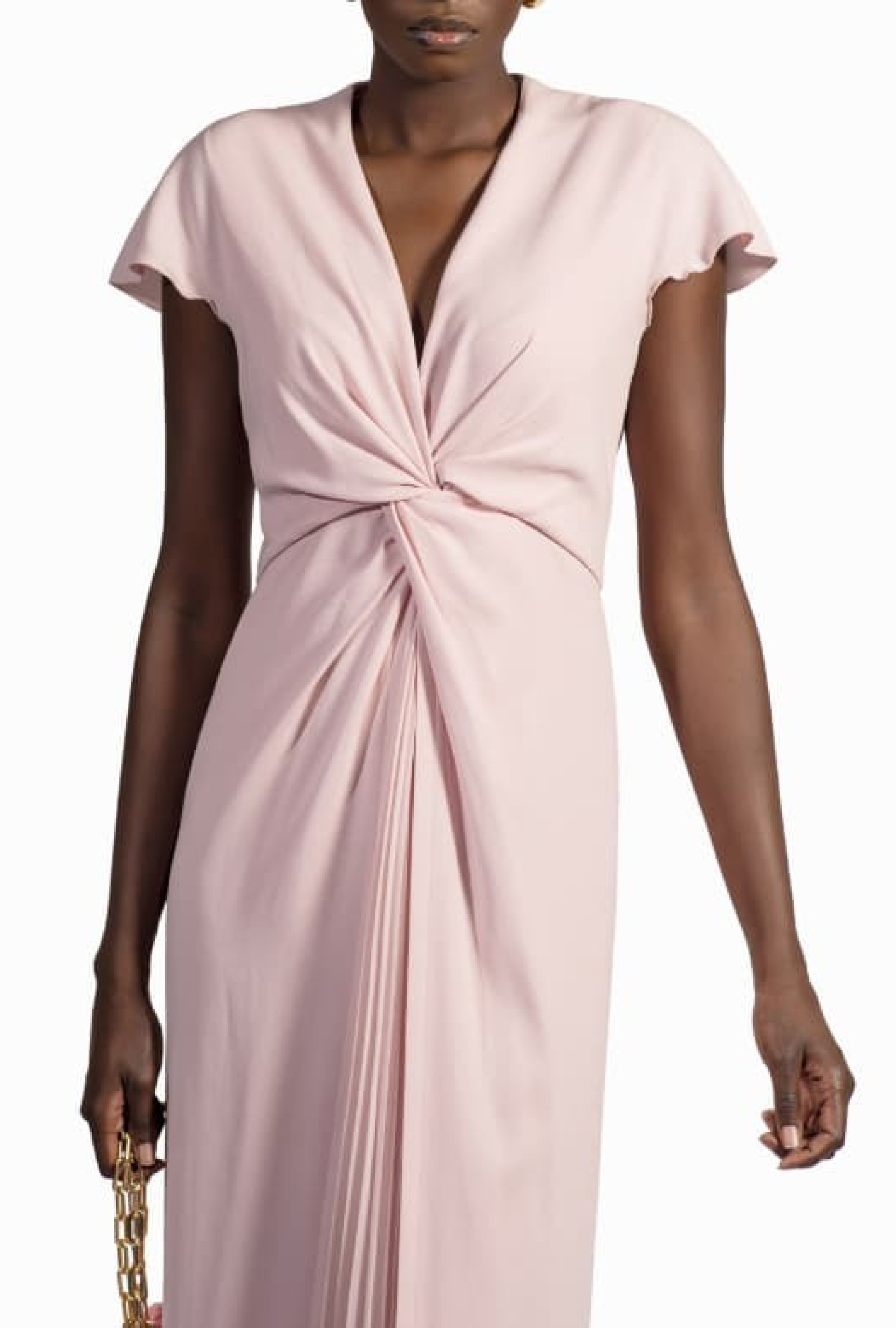 Robe Paule Ka longue drapée en crepe de satin