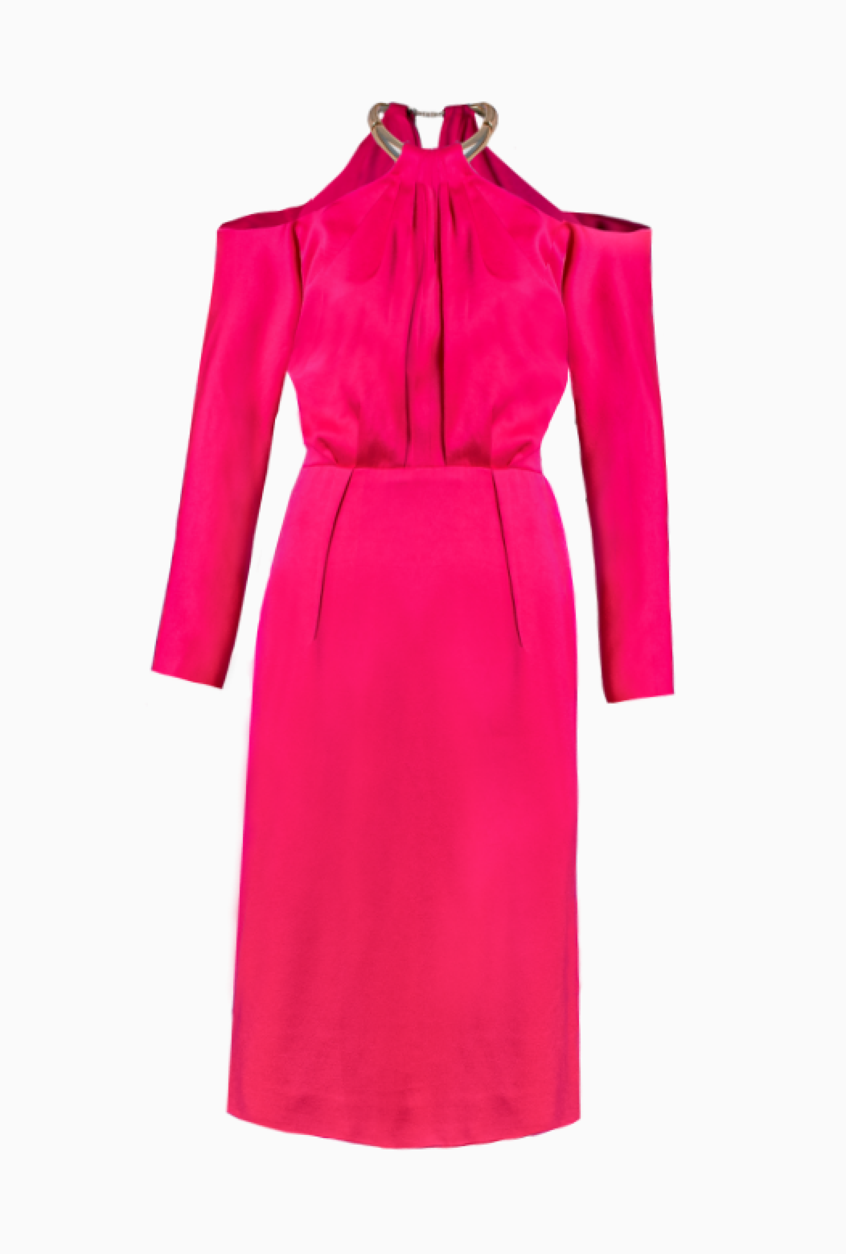 Robe Paule Ka Satin Fuschia Collier Or
