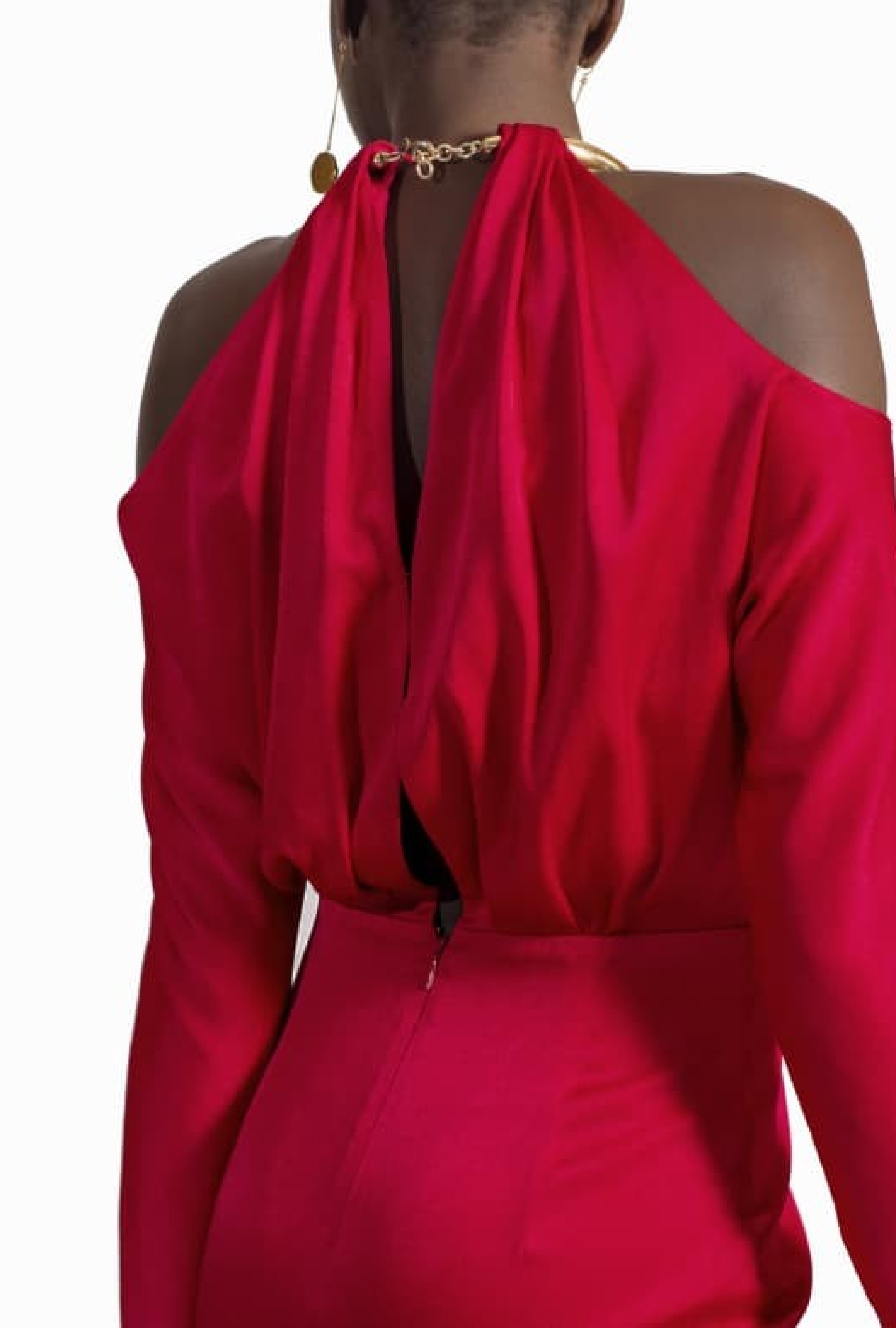 Robe Paule Ka Satin Fuschia Collier Or