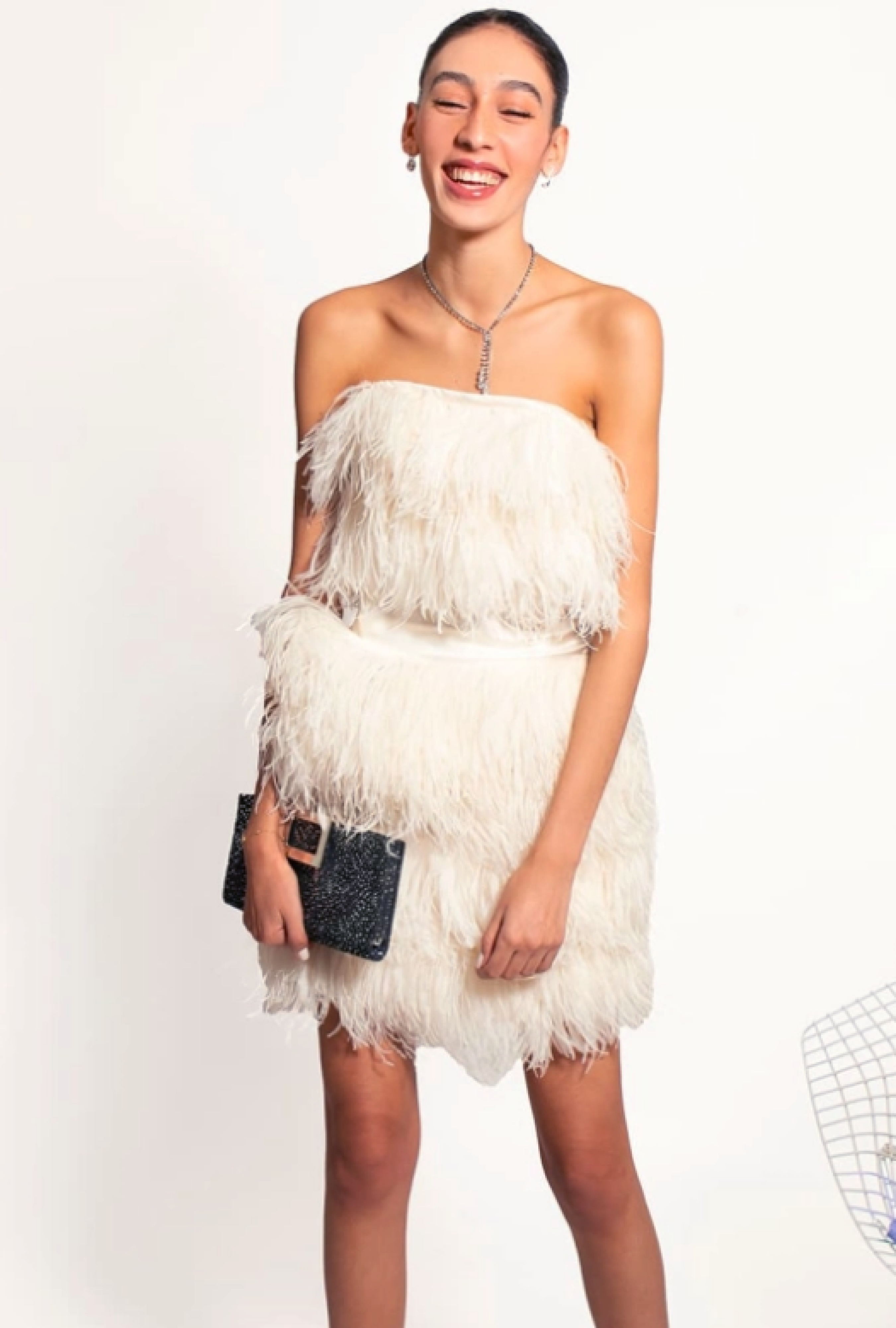 Robe Jay Ahr Bustier Plumes Blanches