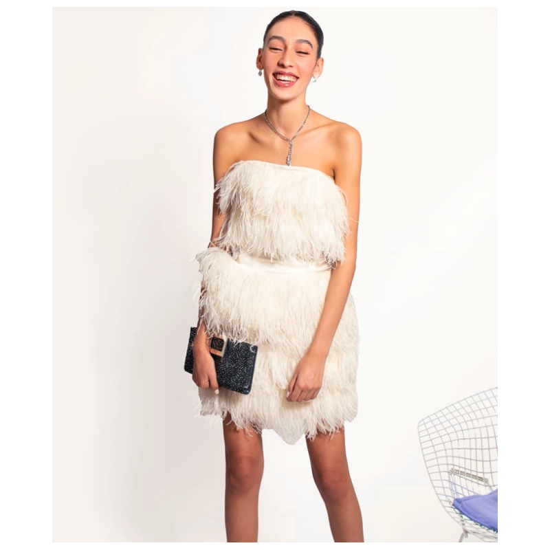 Robe Jay Ahr Bustier Plumes Blanches