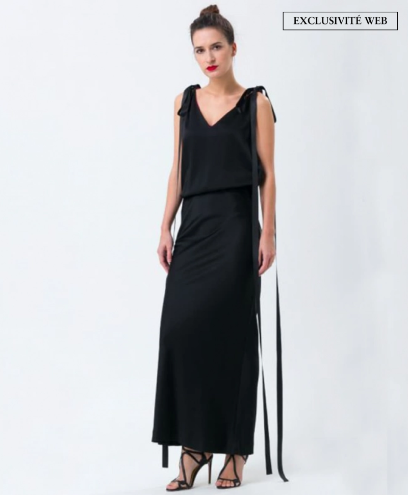 Robe Ungaro Satin Noire Ruban