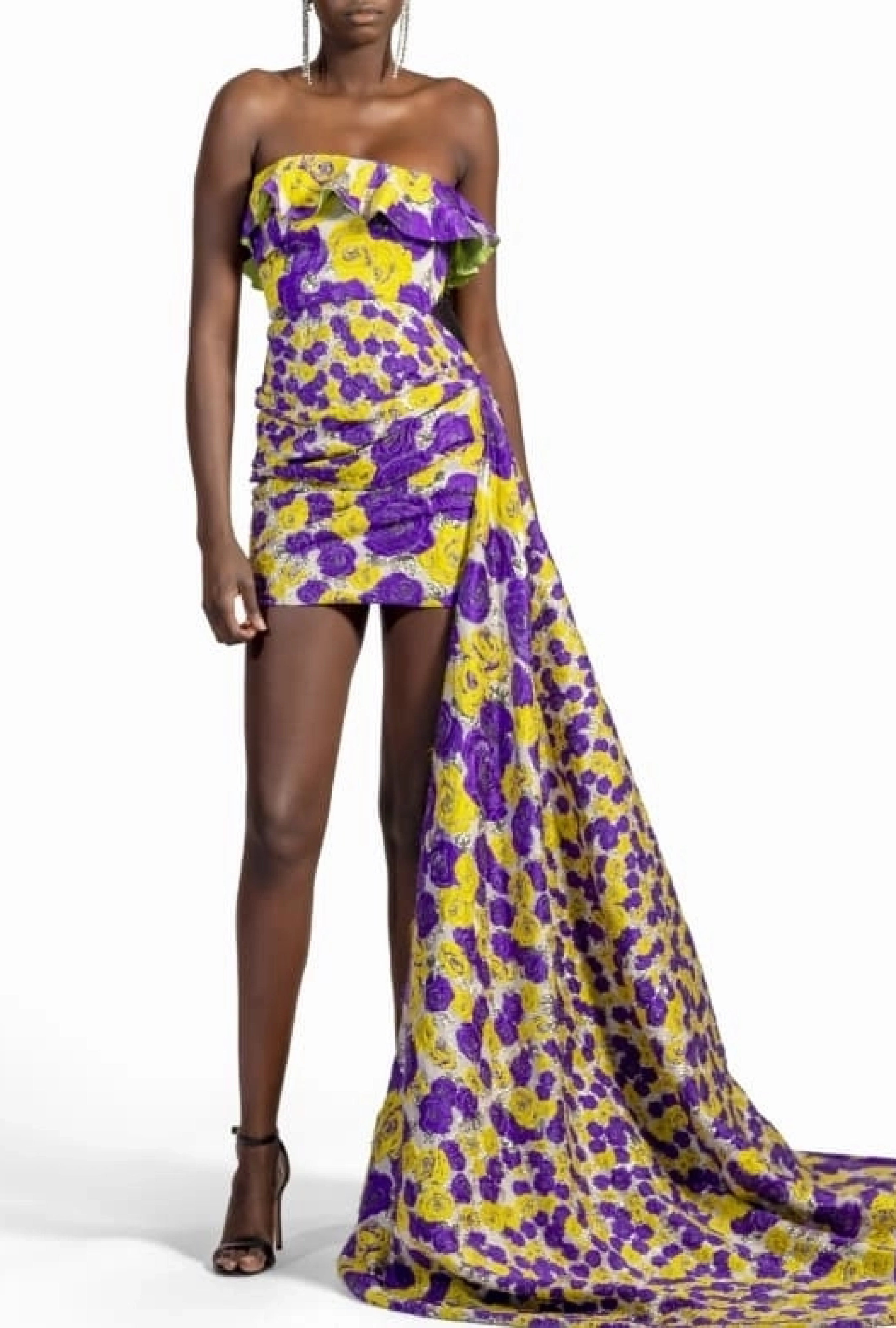 Robe Ungaro Bustier Traine Violette et Jaune