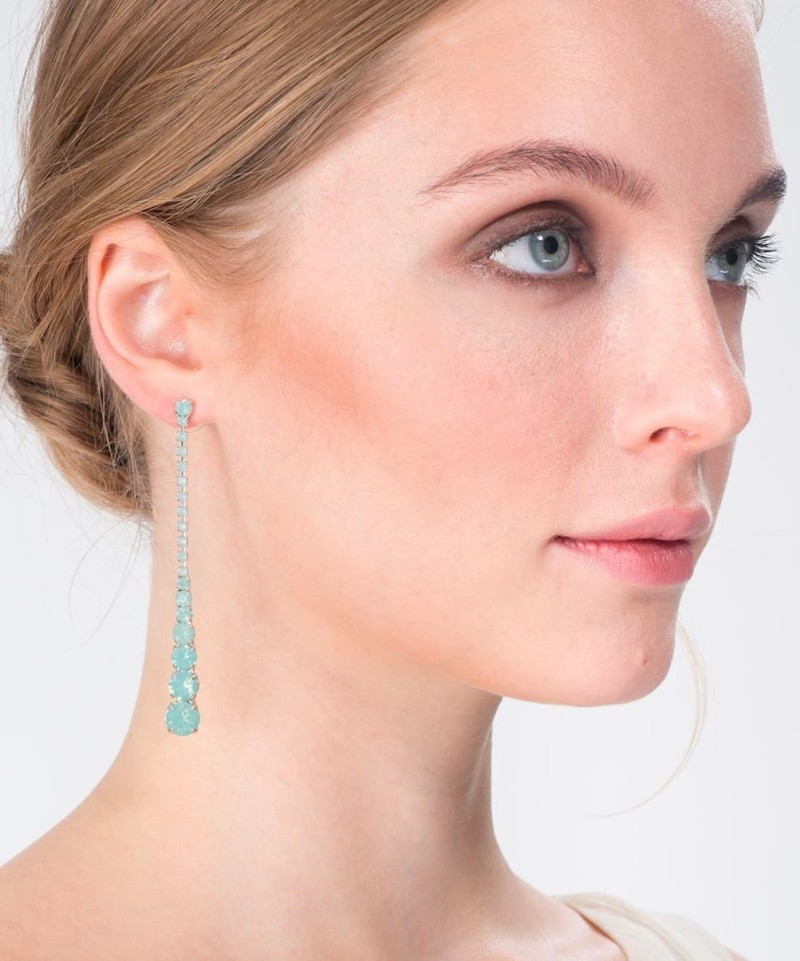 Boucles d'oreilles Hélène Zubeldia Strass Losange