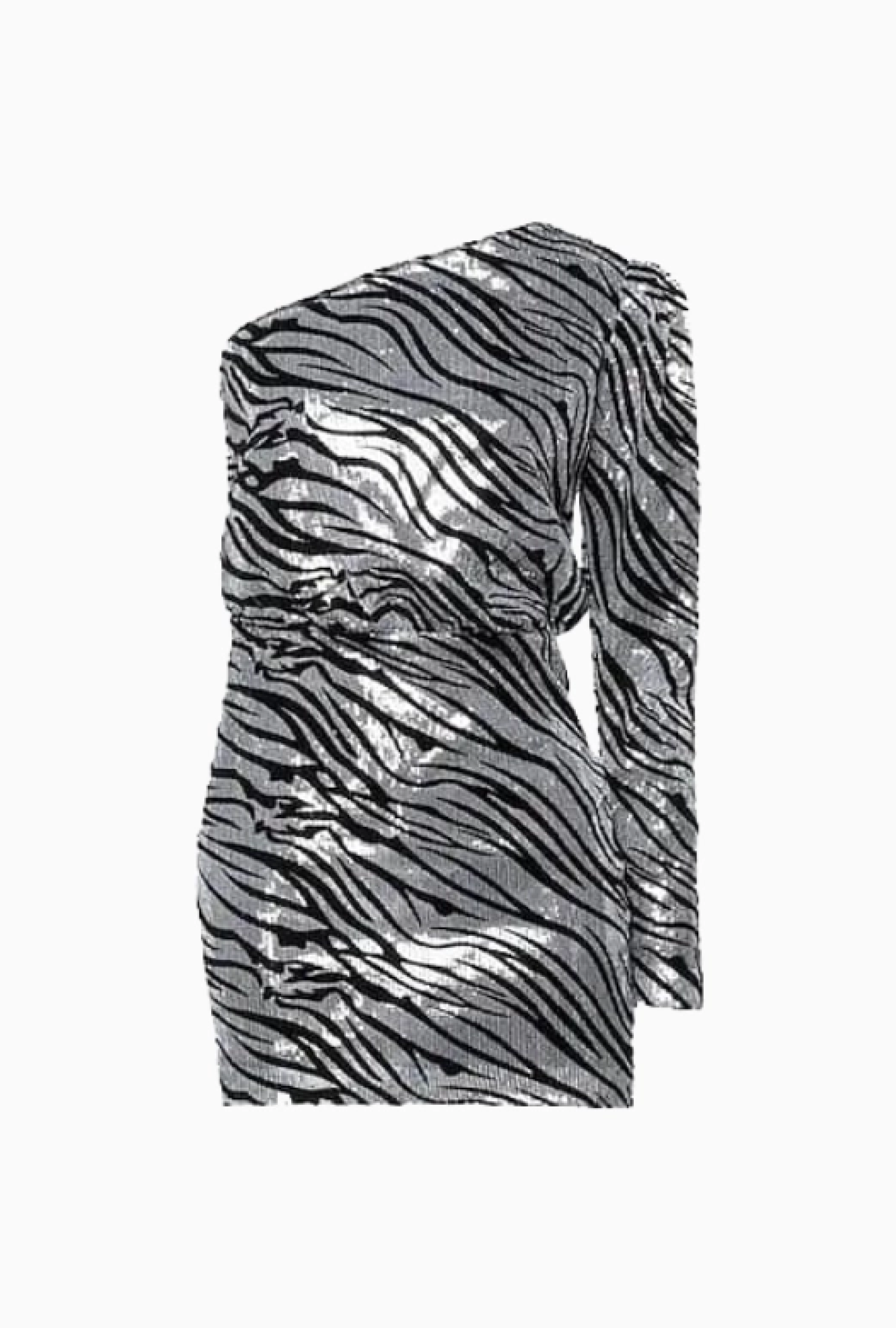 Robe In The Mood For Love One Shoulder Zebra Sequin