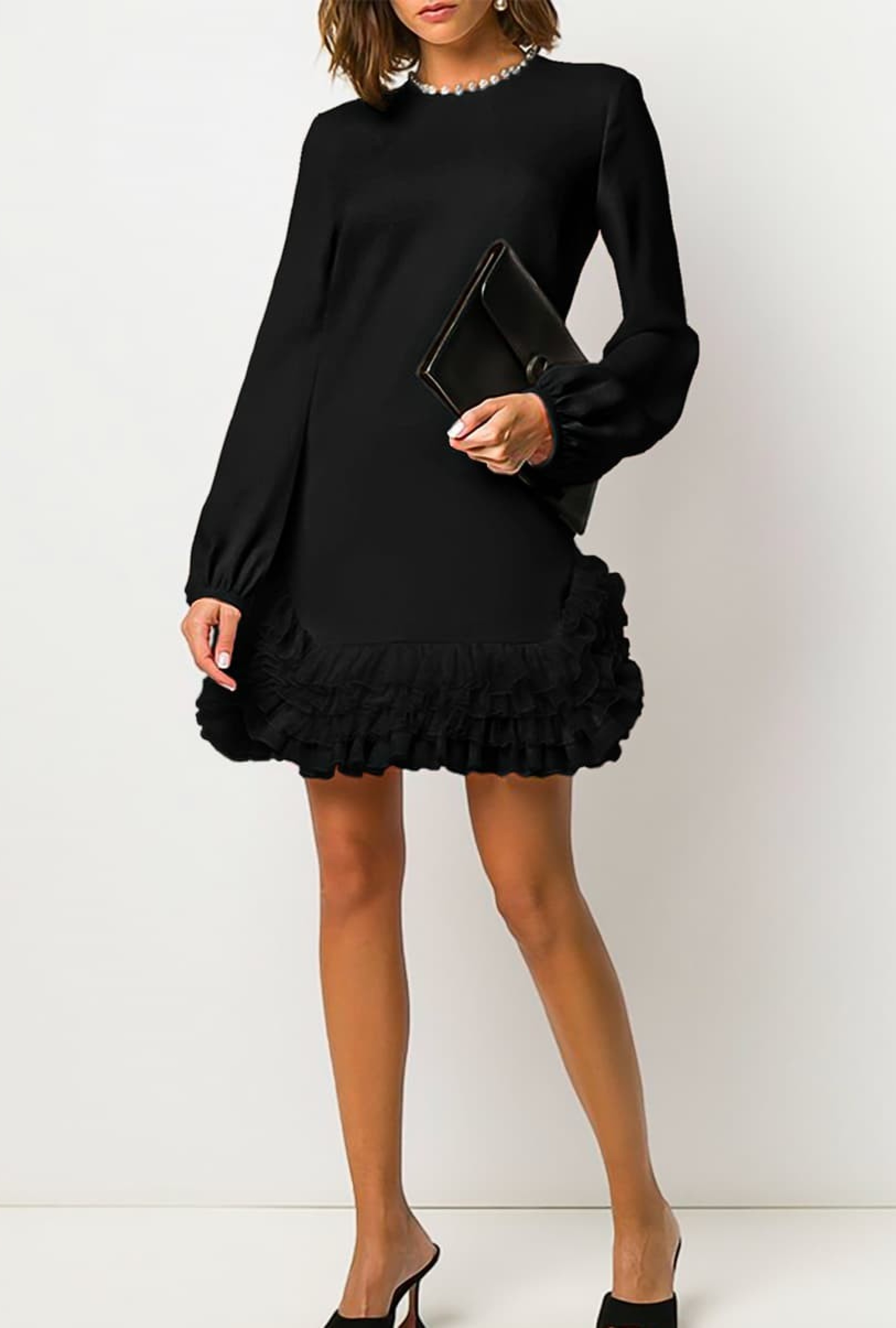 Robe Giambattista Valli Noire à Volants