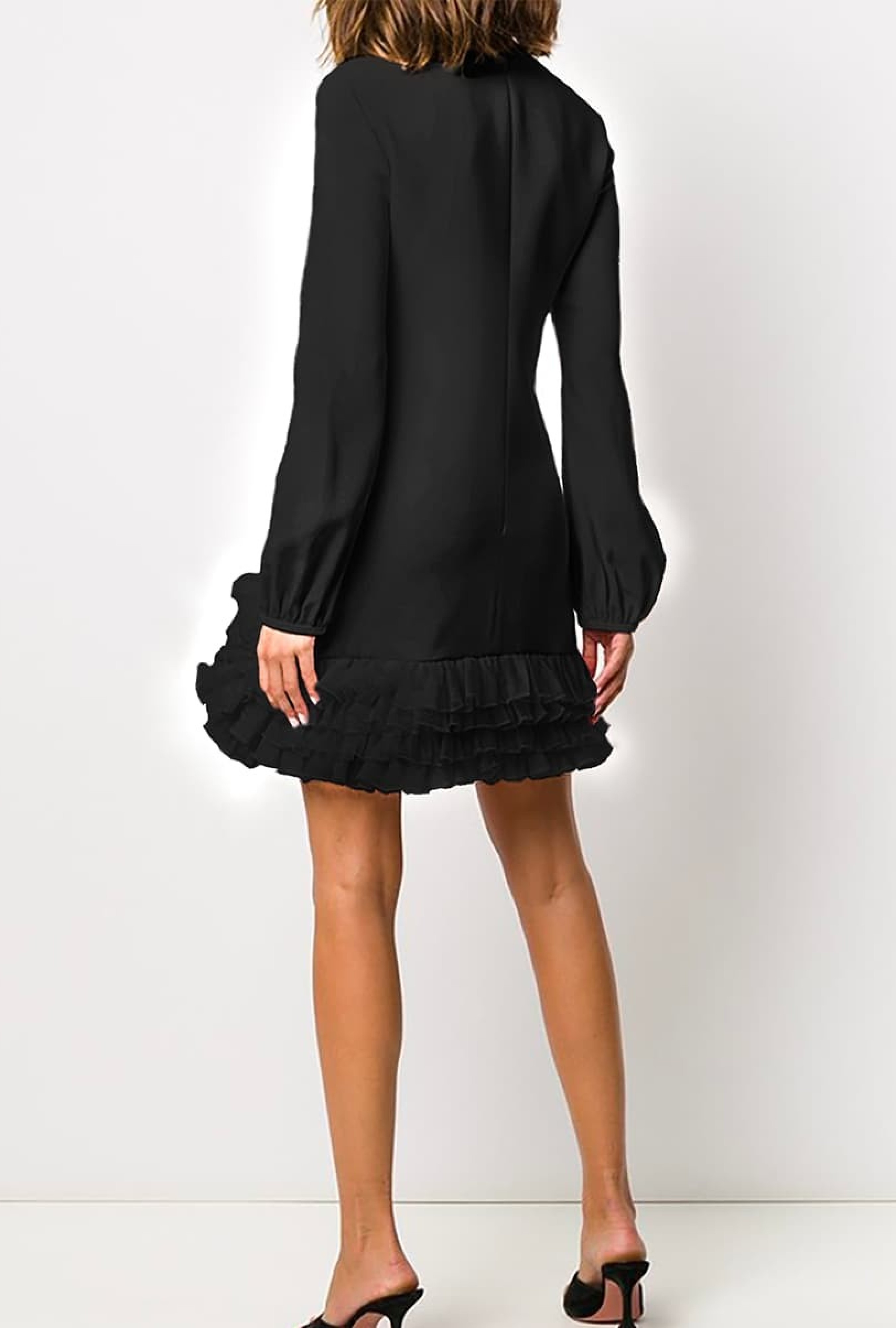 Robe Giambattista Valli Noire à Volants