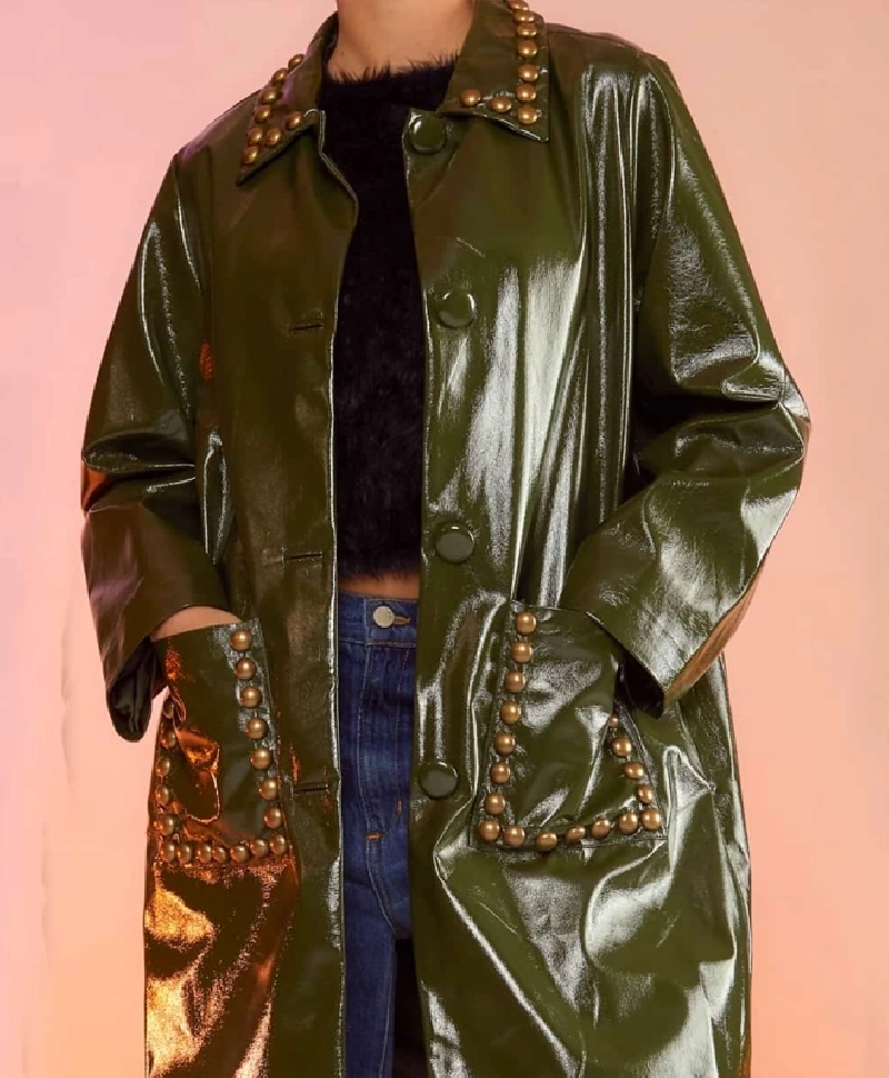 Manteau Cynthia Rowley Clouté Kaki