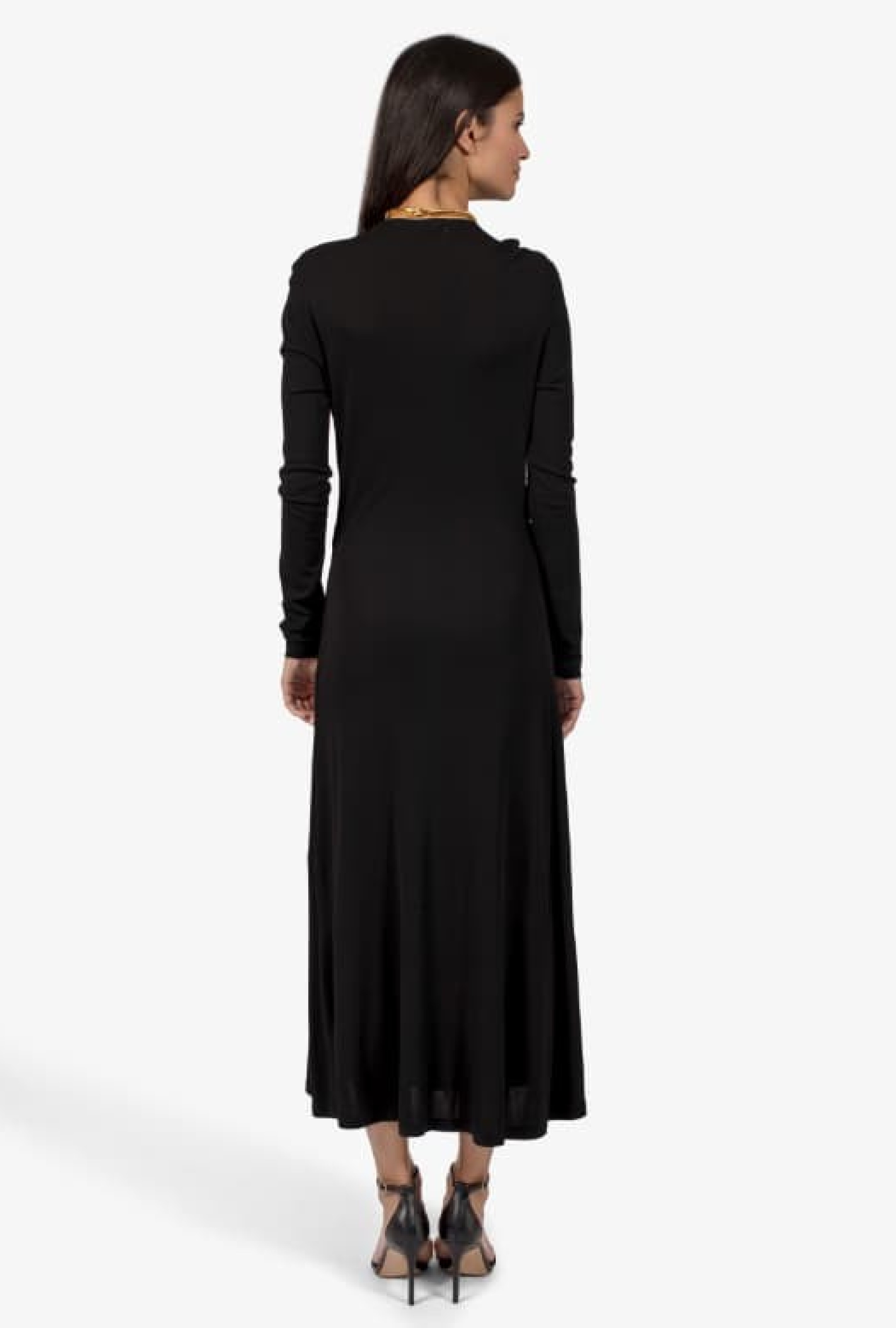 Robe Celine Black Sleeve Crepe