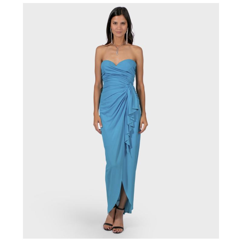 Robe Azzaro Bustier Drapée Bleue