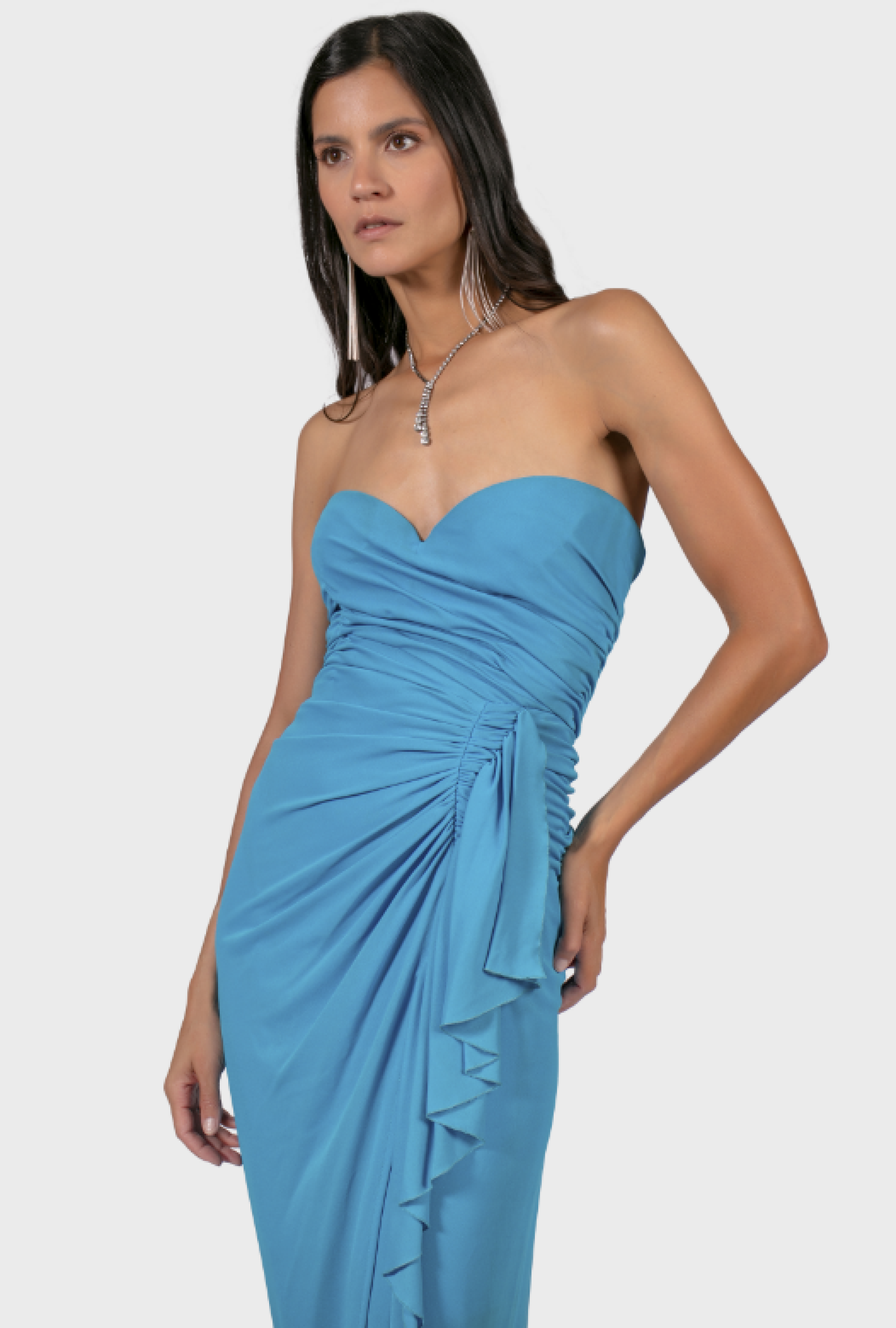 Robe Azzaro Bustier Drapée Bleue