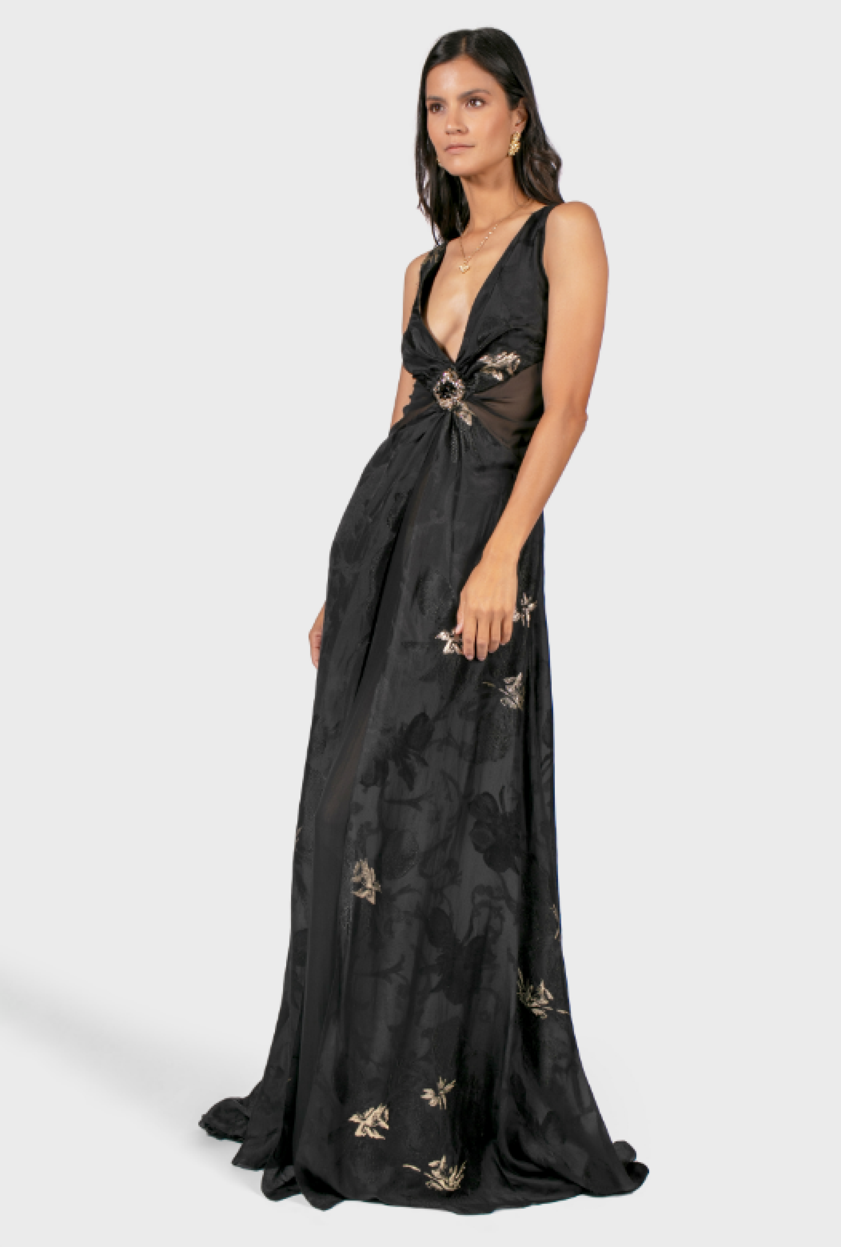 Robe Azzaro Jacquard Noir et Doré