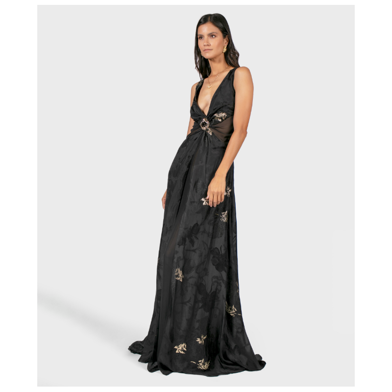 Robe Azzaro Jacquard Noir et Doré