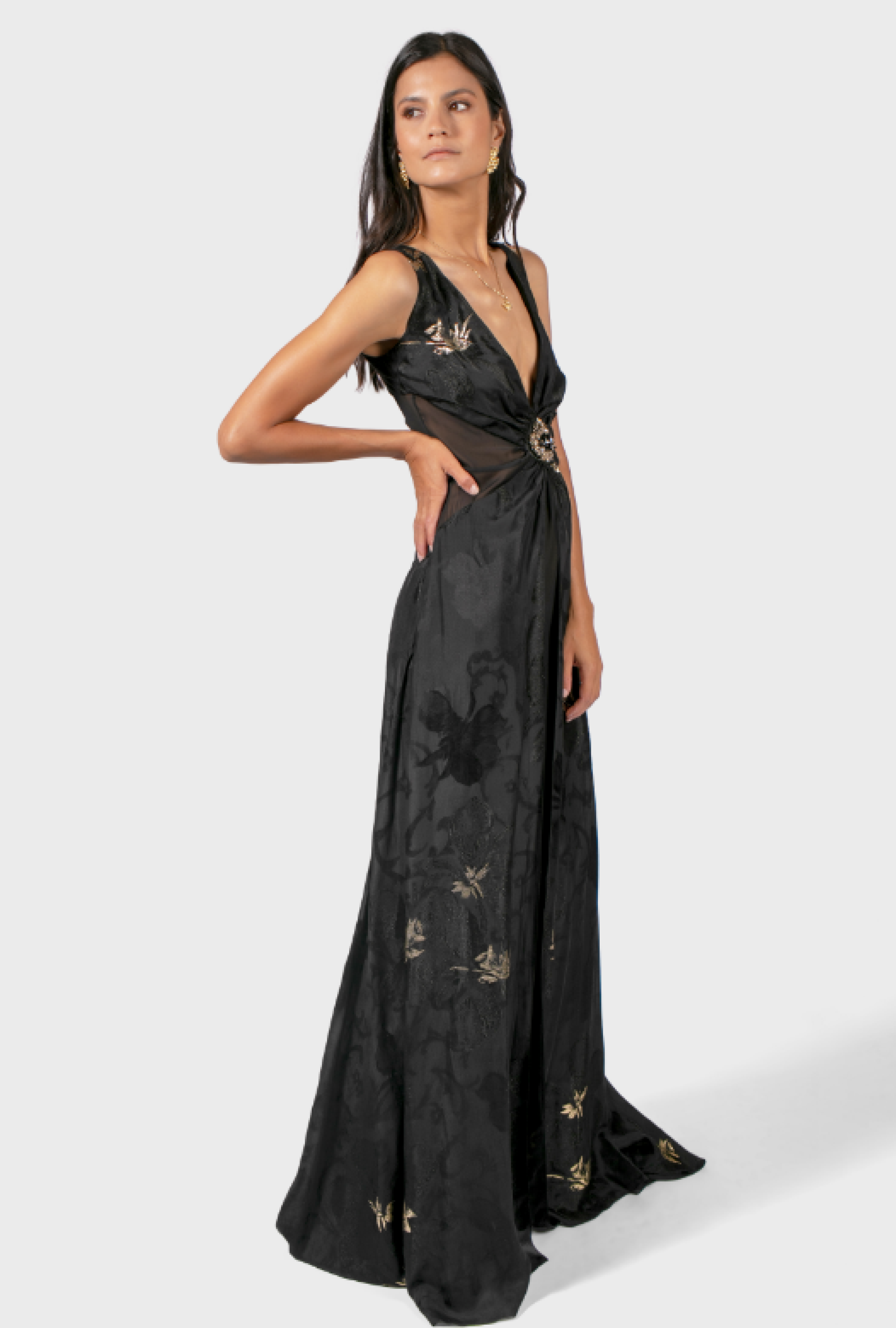 Robe Azzaro Jacquard Noir et Doré