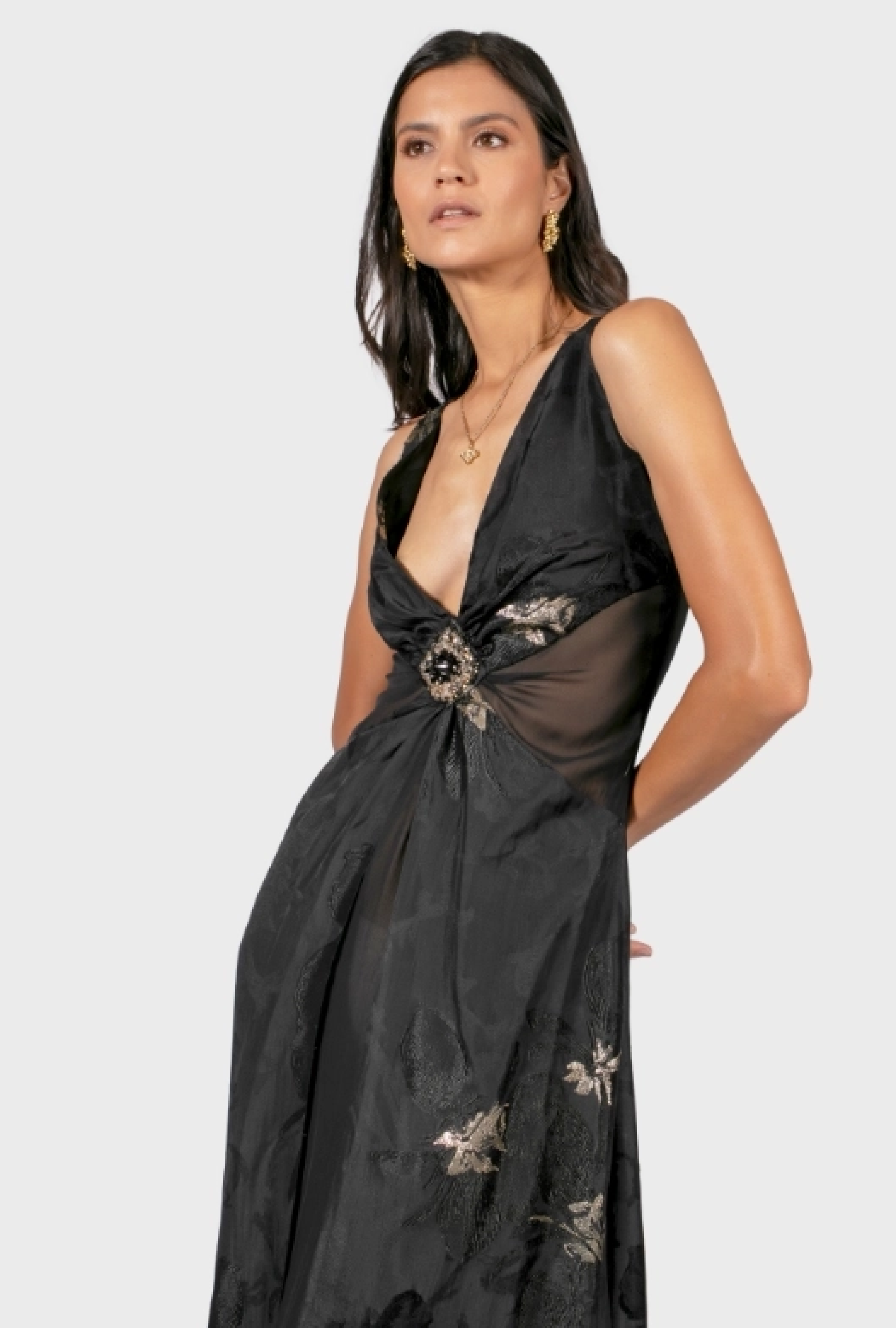 Robe Azzaro Jacquard Noir et Doré
