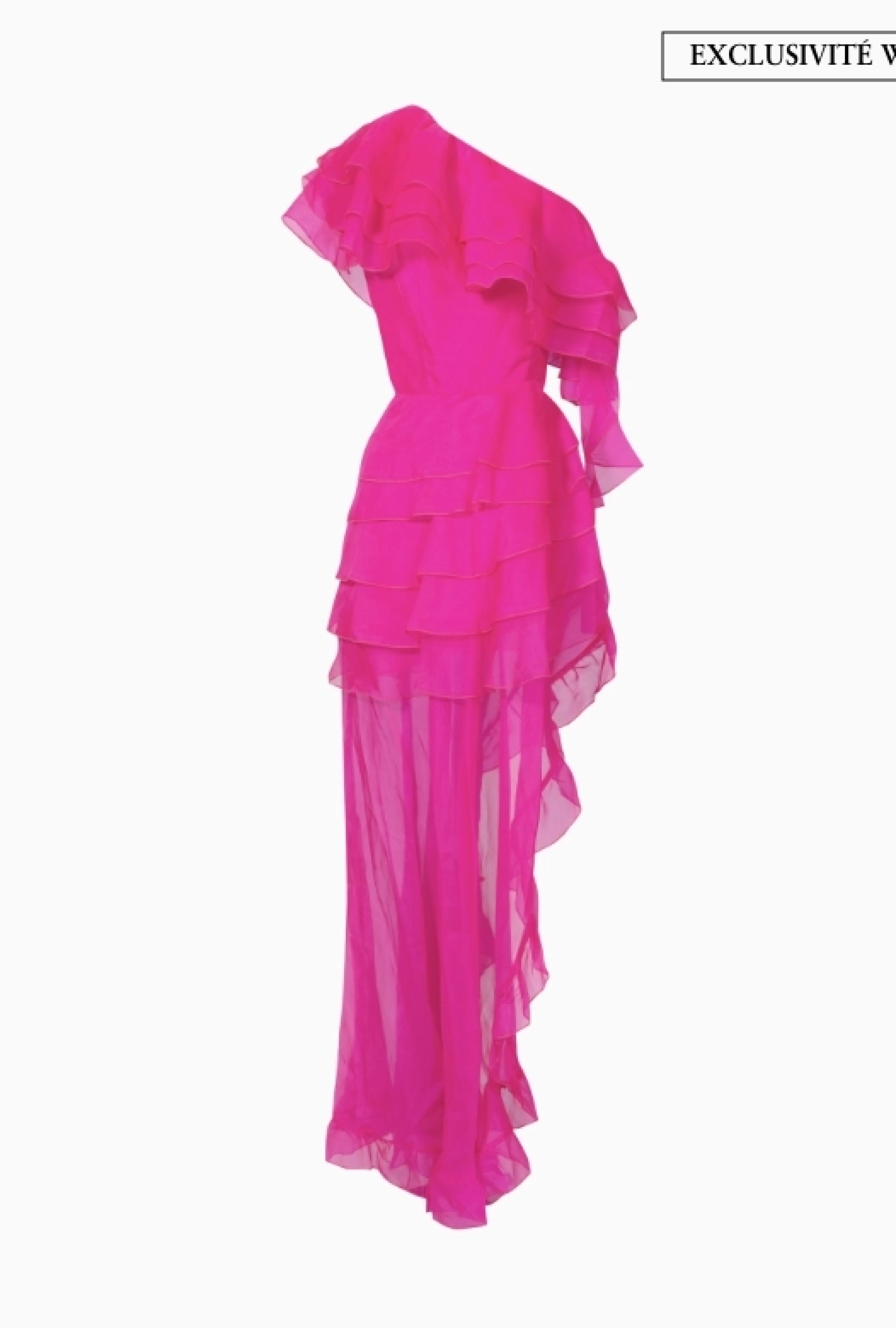 Robe Simona Corsellini Ruffle Fuchsia Midi