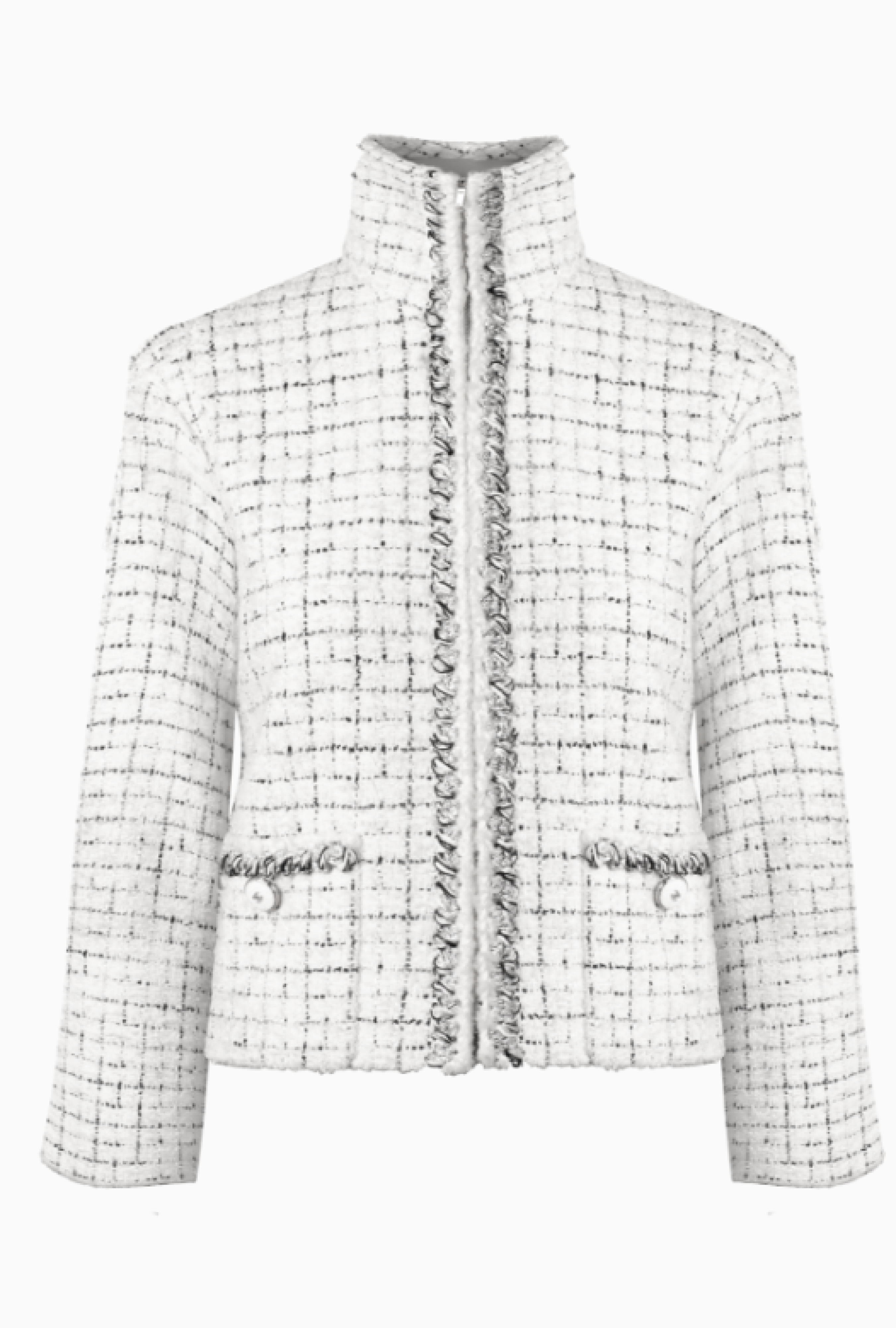 Veste Chanel Tweed White And Silver