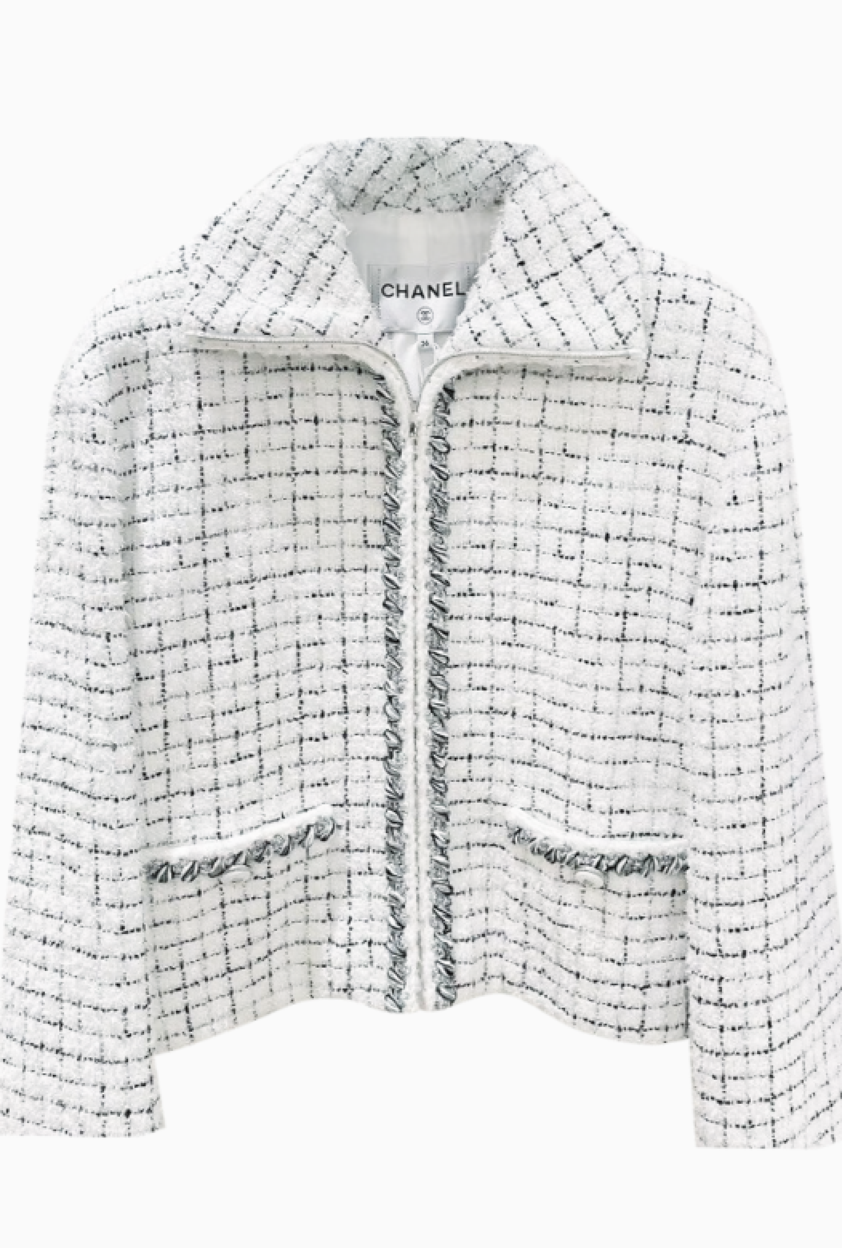 Veste Chanel Tweed White And Silver
