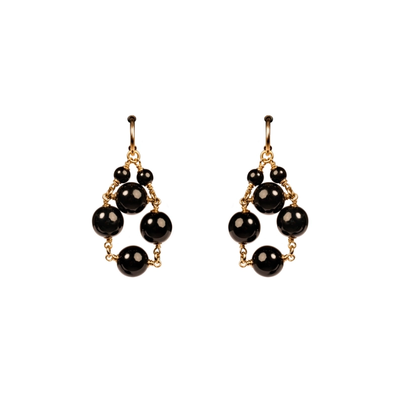 Boucles D'oreilles Maud T Bijoux Rail Damier Pop Corn Noir