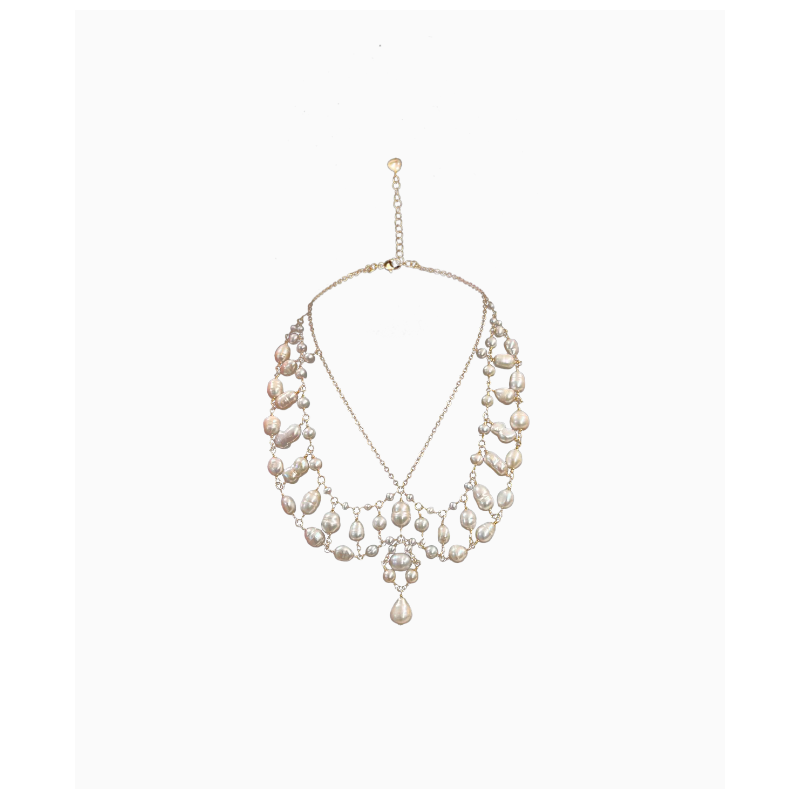 Collier Maud T Bijoux Pop Corn Col Claudine Blanc