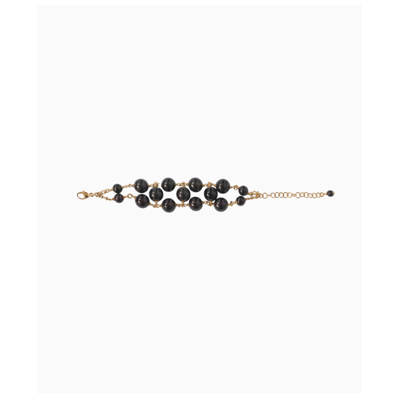 Bracelet Maud T Bijoux Damier Pop Corn Noir