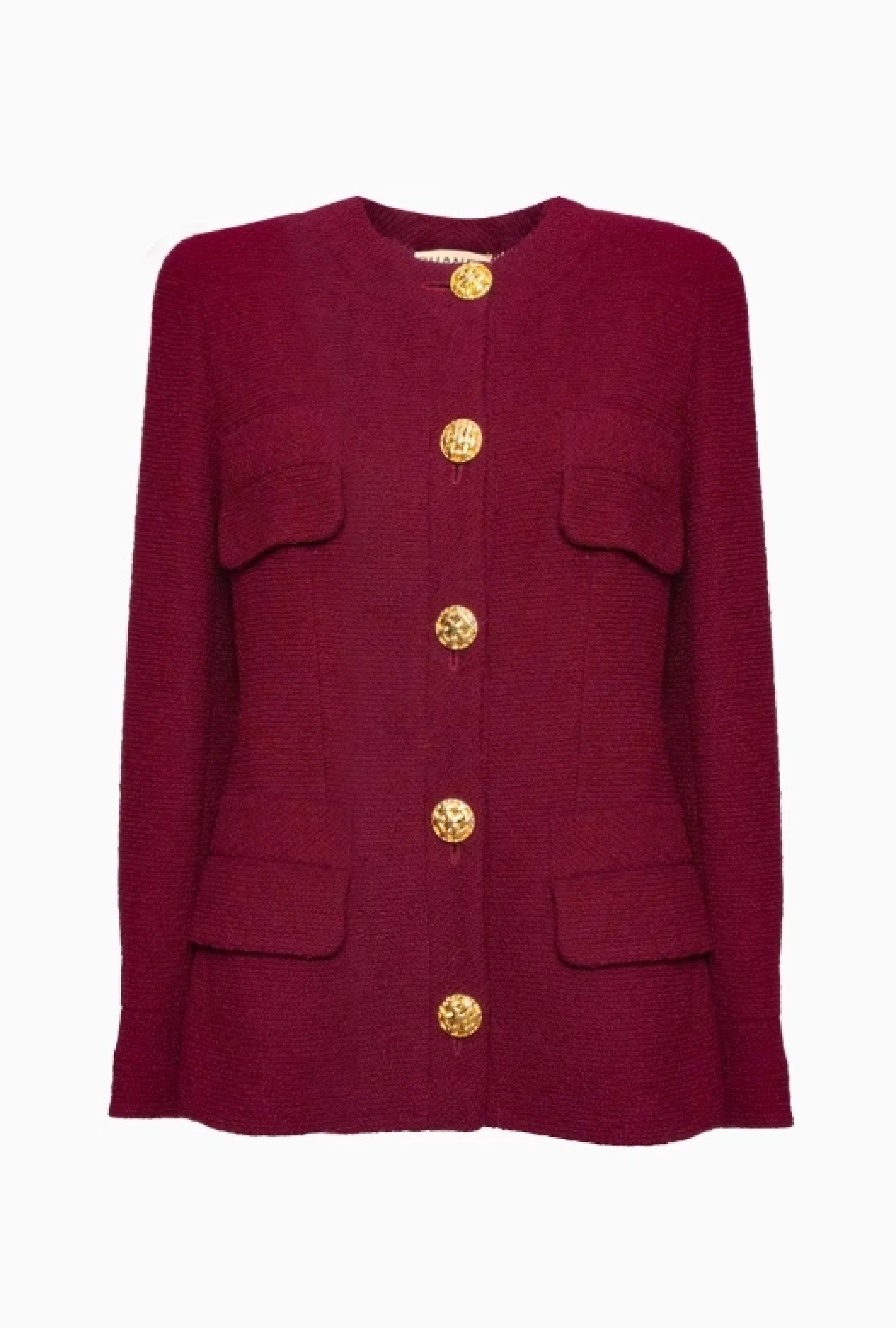 Veste Chanel Tweed Burgundy And Gold FW1992