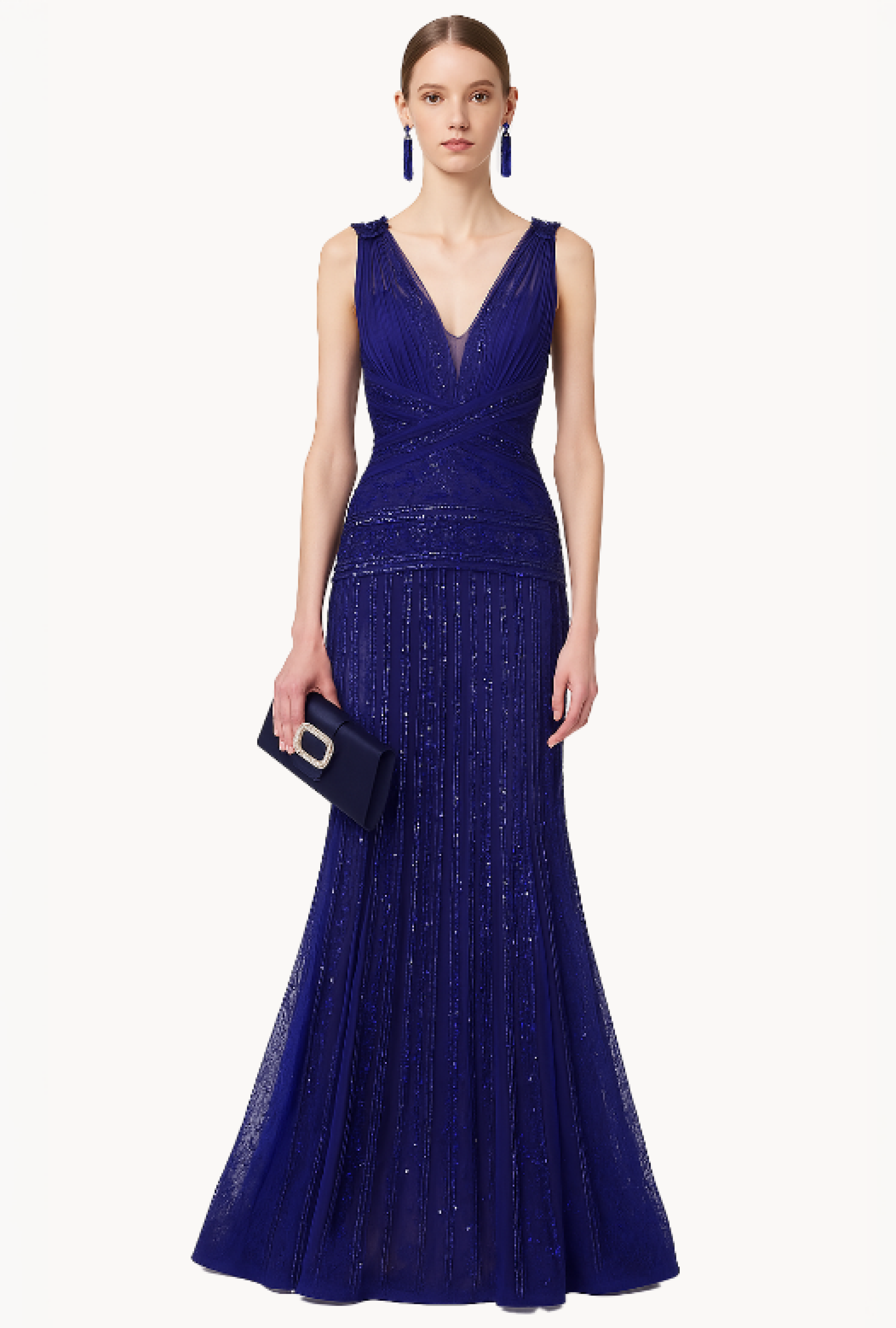 Robe Zuhair Murad Blue Lace And Crystal