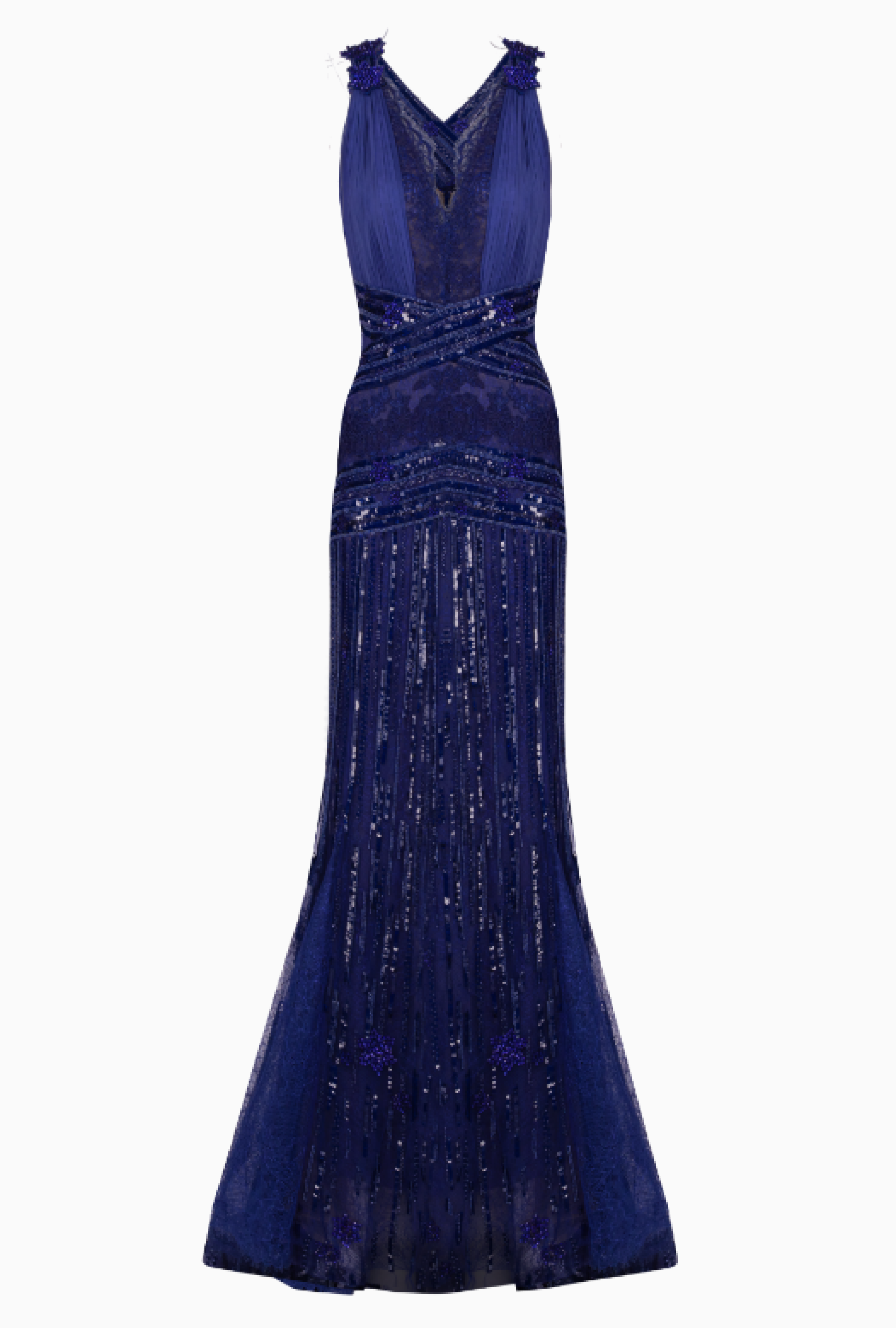 Robe Zuhair Murad Blue Lace And Crystal