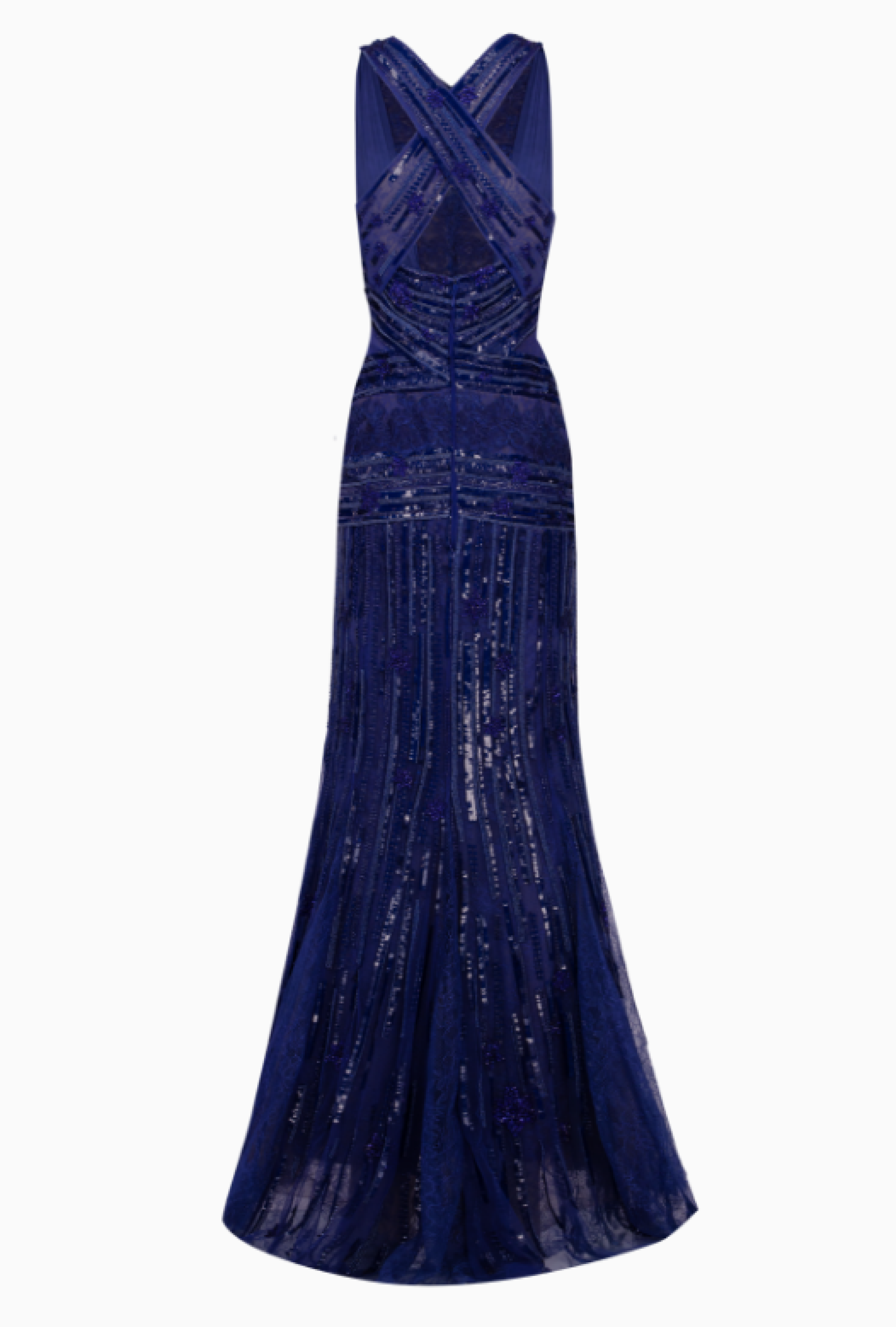 Robe Zuhair Murad Blue Lace And Crystal