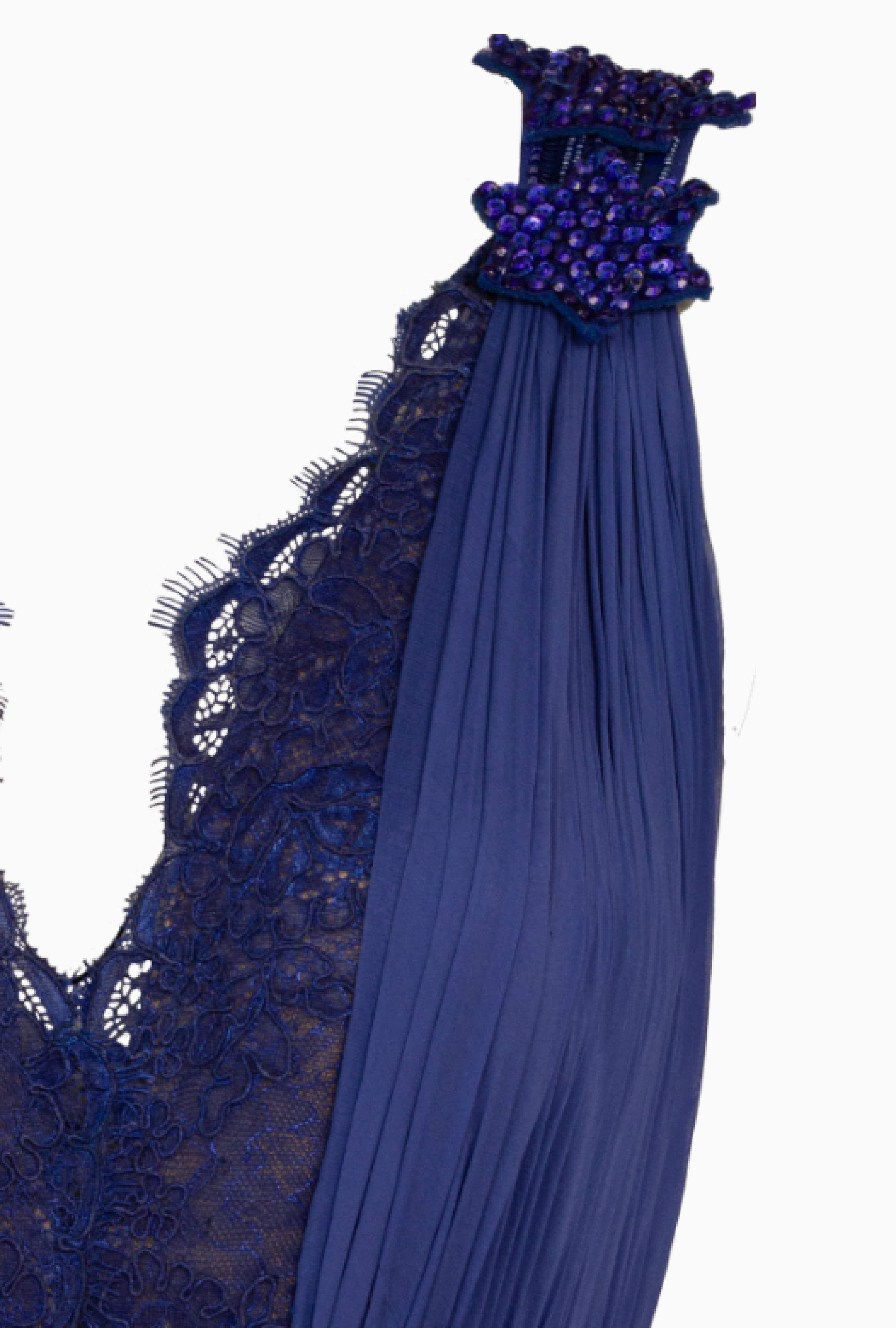 Robe Zuhair Murad Blue Lace And Crystal