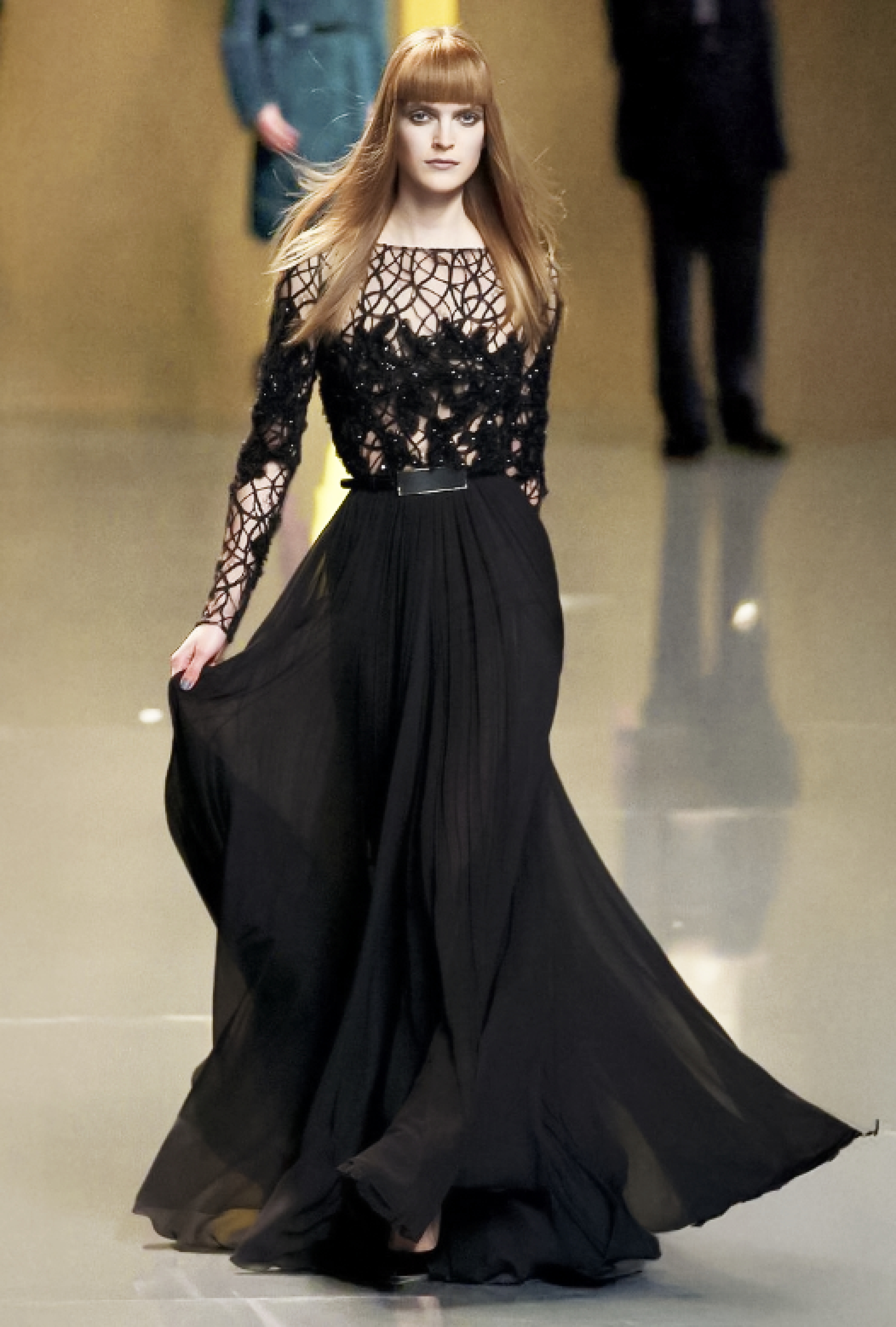 Robe Elie Saab  Black Plumetis FW 2012