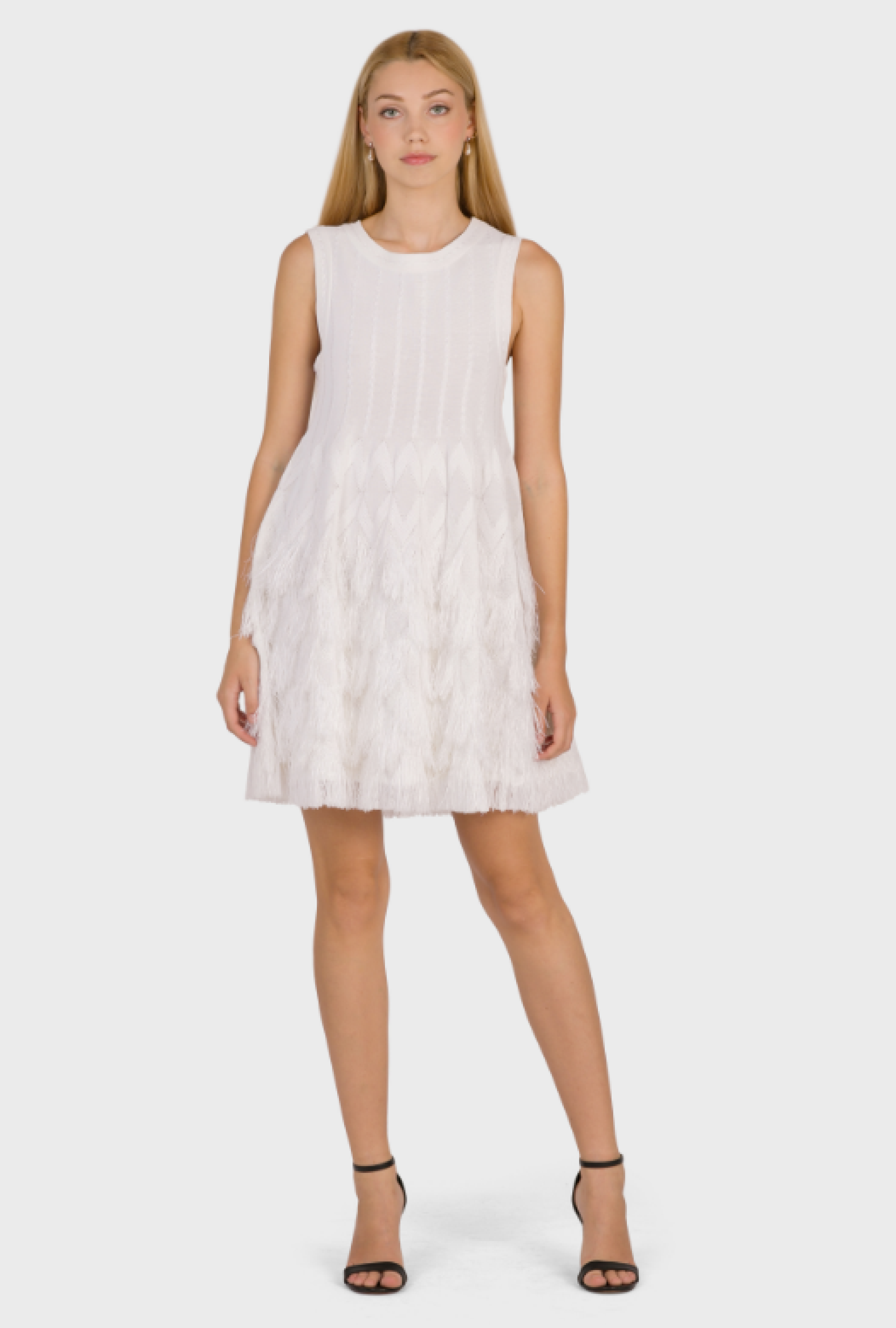 Robe Alaia Patineuse Frangée Blanche