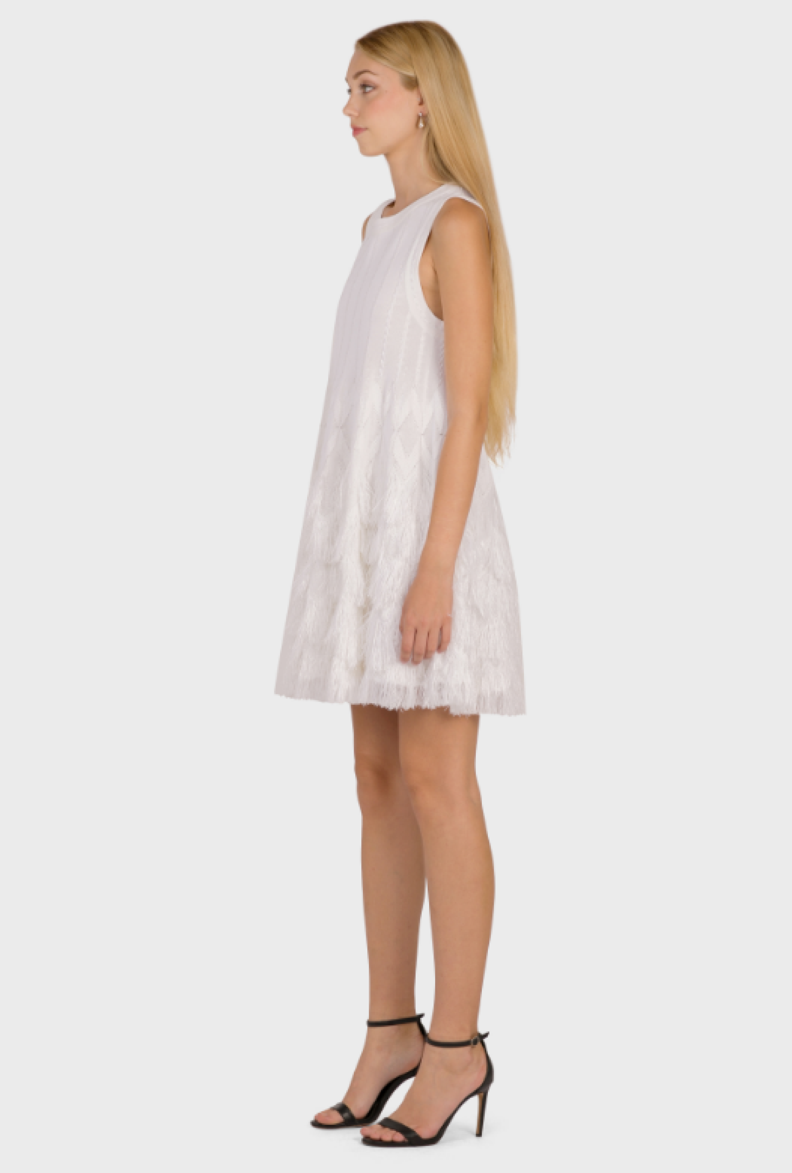 Robe Alaia Patineuse Frangée Blanche