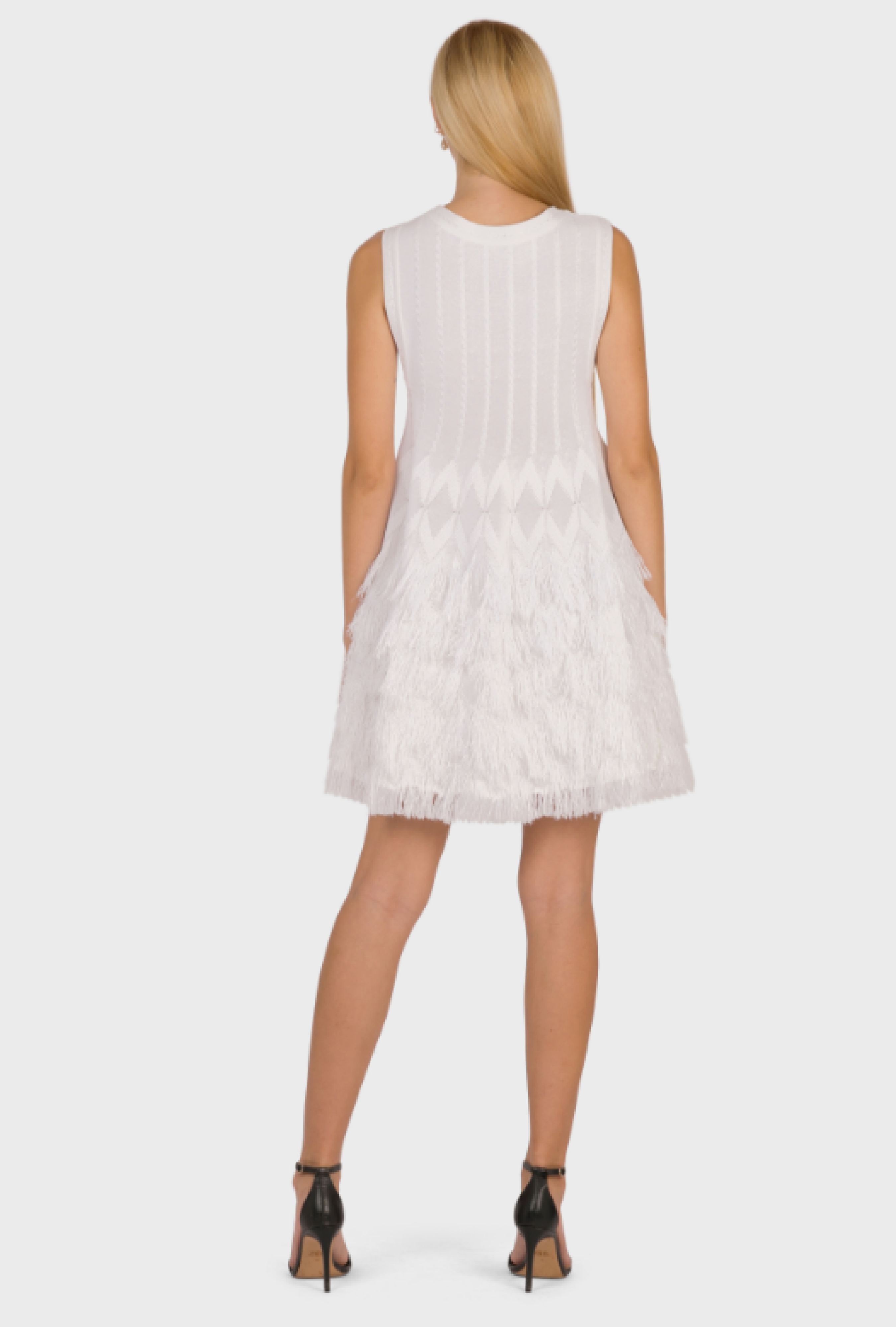 Robe Alaia Patineuse Frangée Blanche