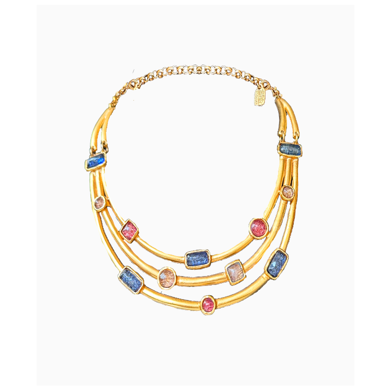 Collier Vintage Trio De Pierres
