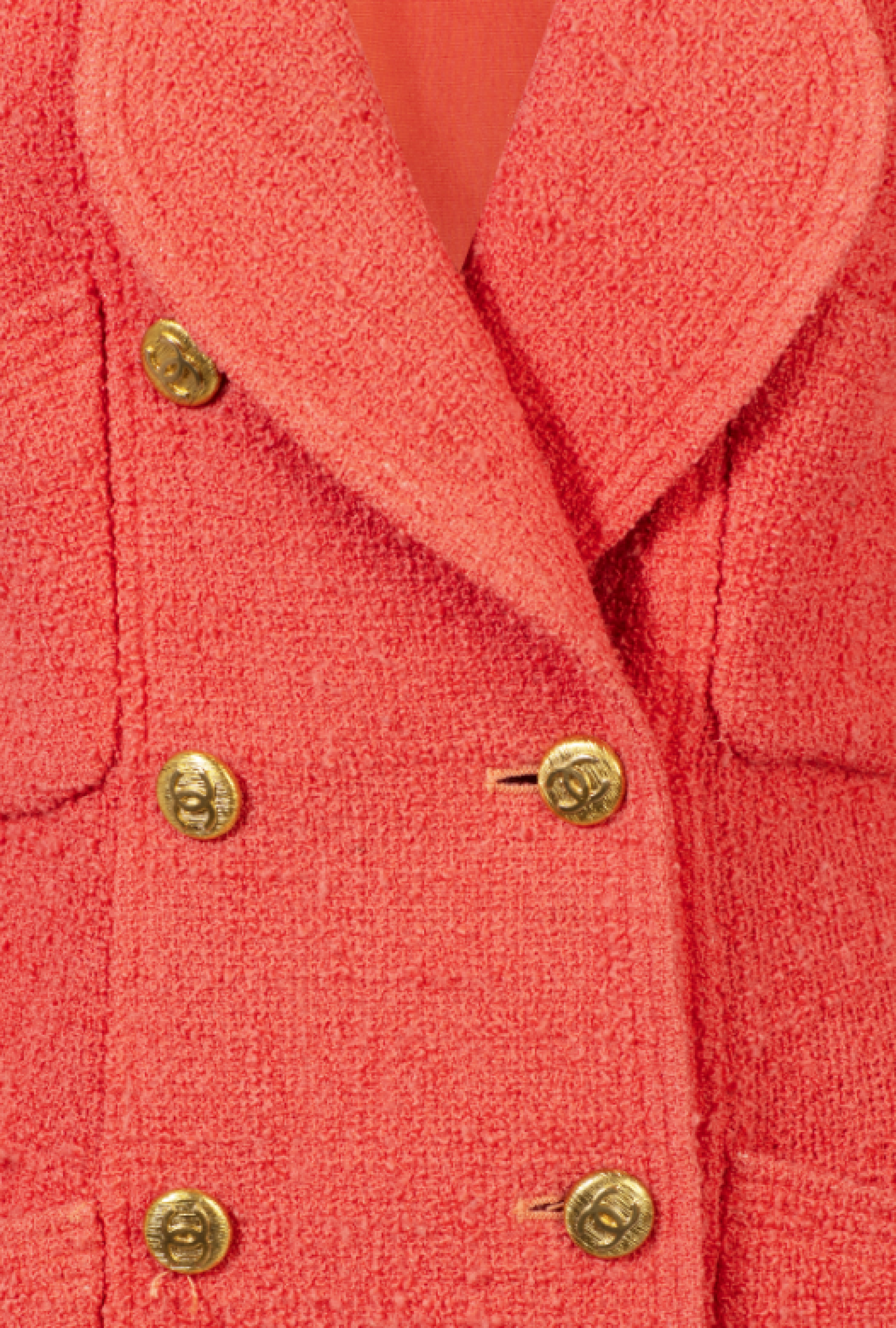 Veste Chanel Tweed Rouge Corail 90's