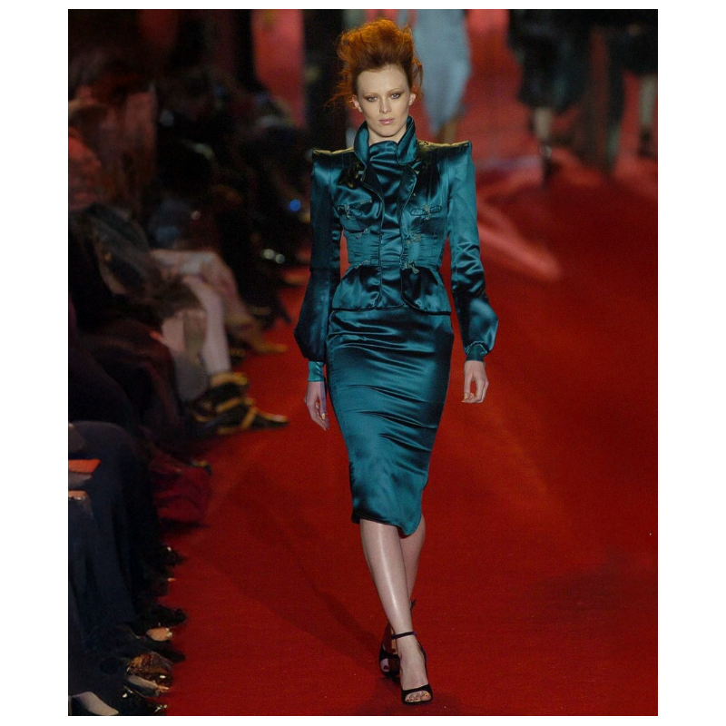 Veste Yves Saint Laurent Turquoise Iconic Finale FW 2004 By Tom Ford