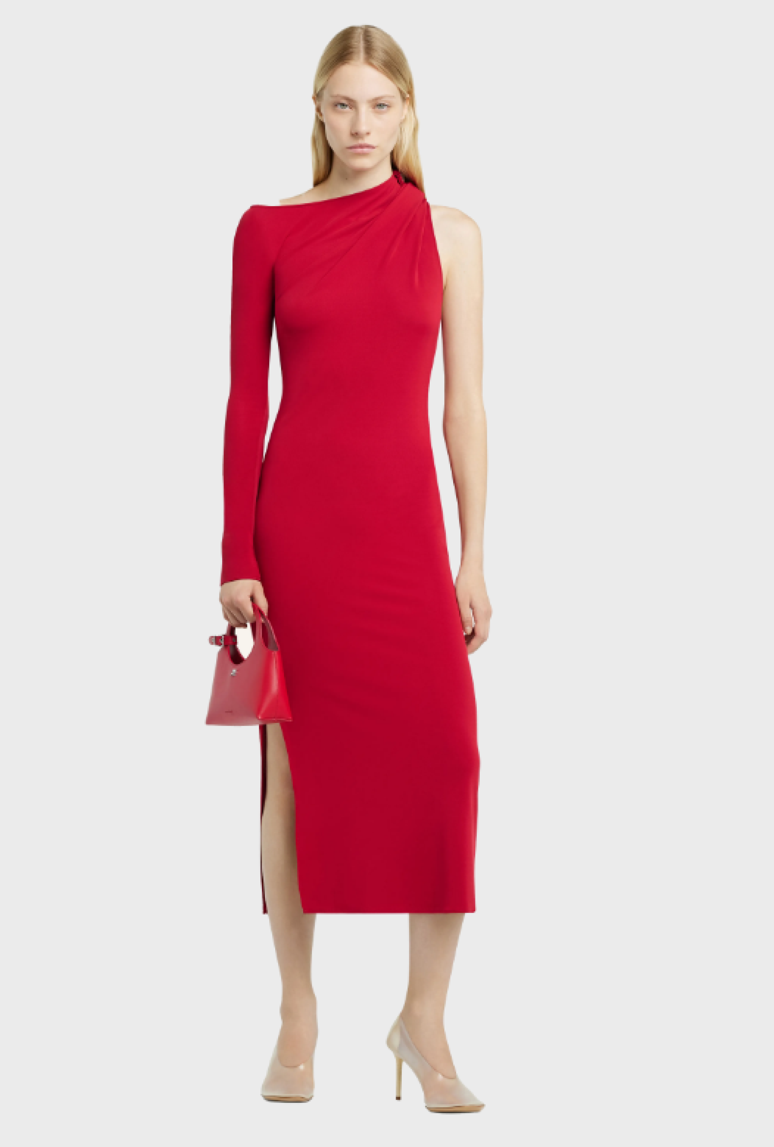 Robe Courreges One Shoulder Red