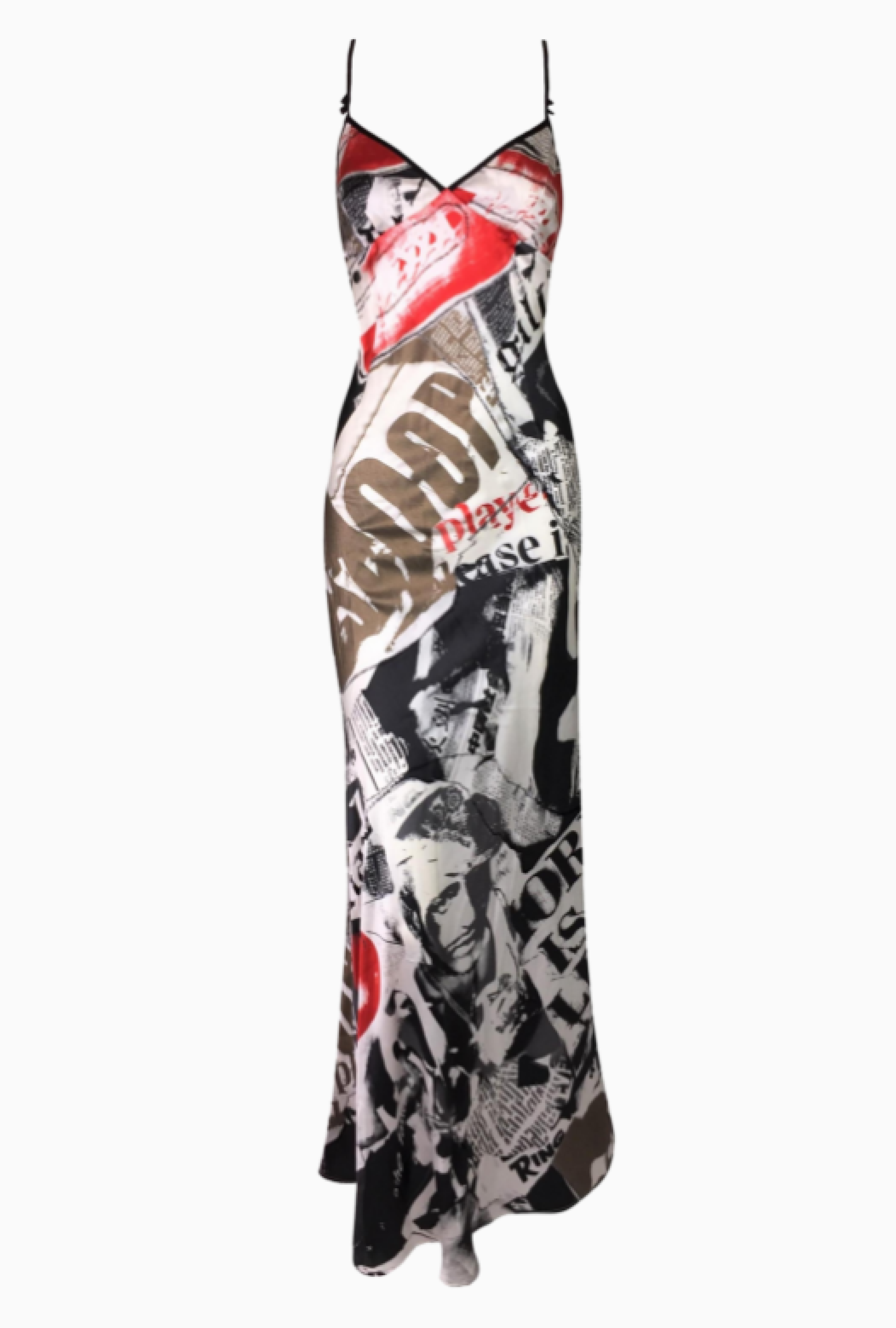 Robe John Galliano Newspaper Print Slip
