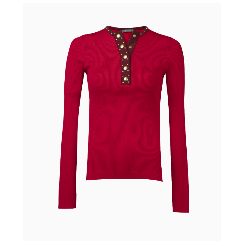 Top Alexander Mc Queen Red Knit Henley