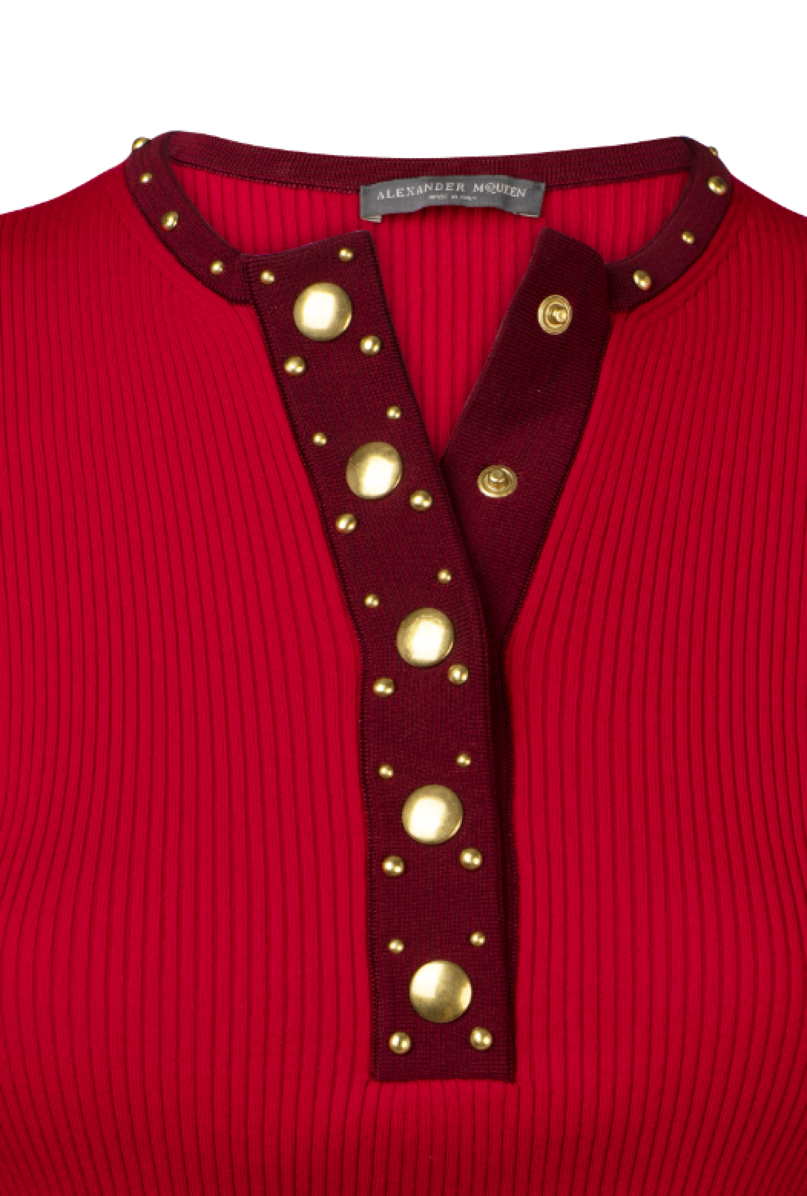 Top Alexander Mc Queen Red Knit Henley