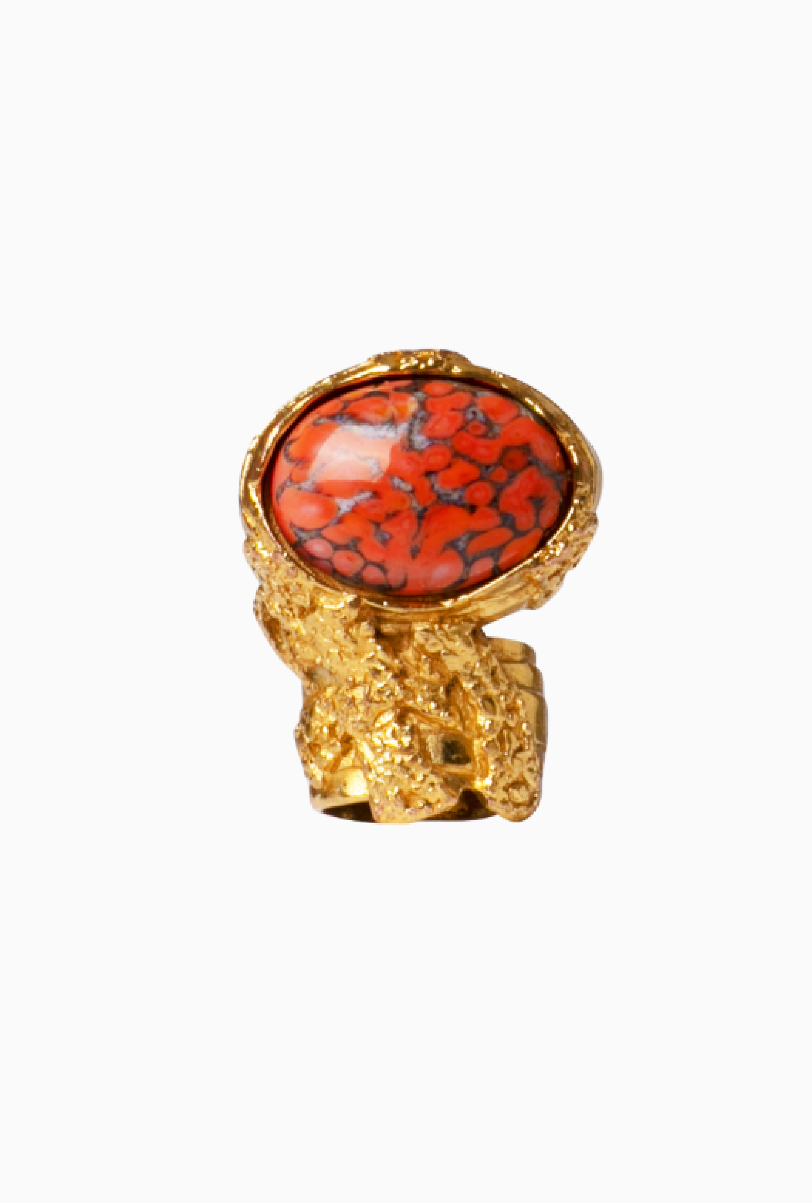 Bague Yves Saint Laurent Arty Cabochon Corail Circa 2000