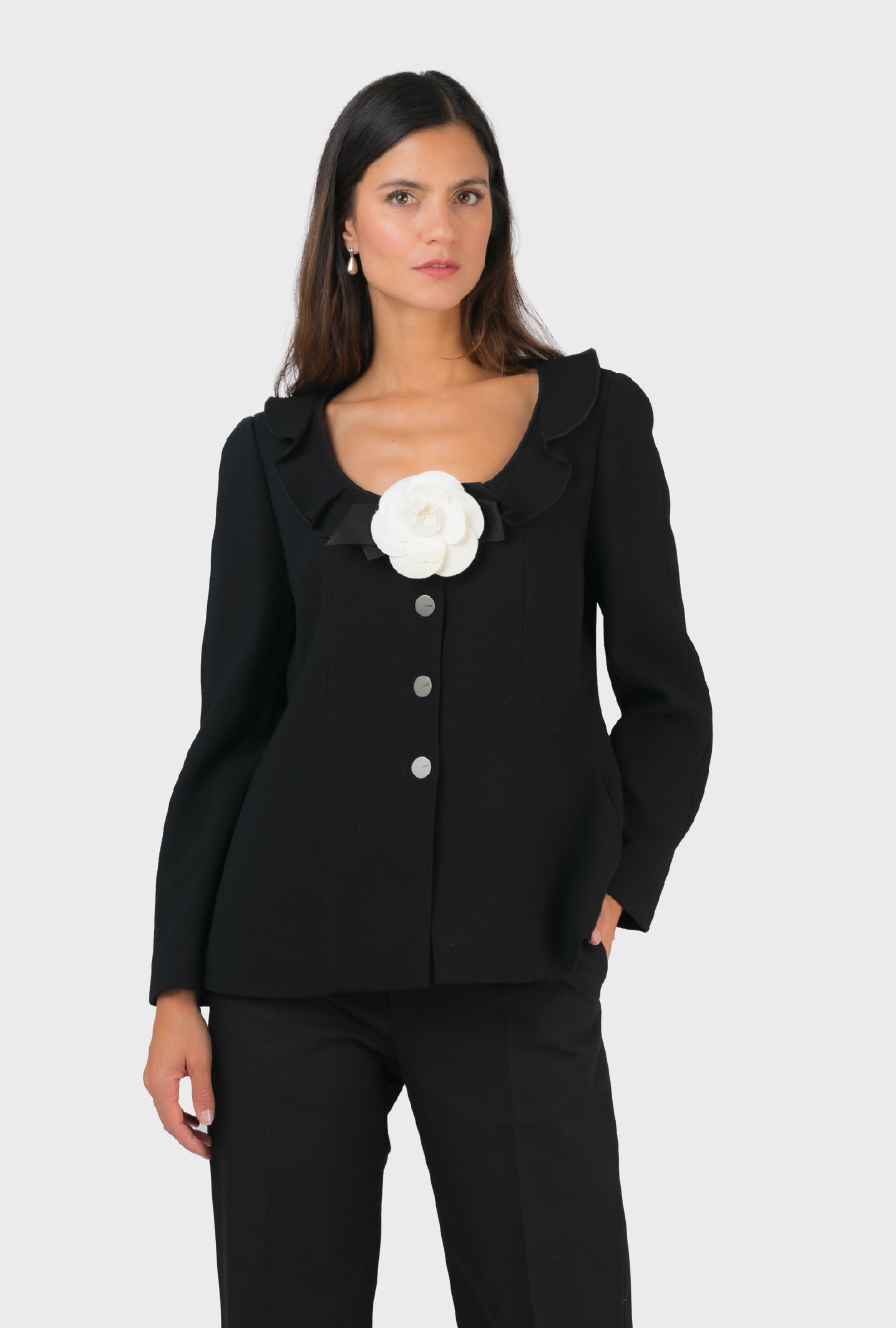 Veste Chanel Volant Noir FW1999 Par Karl Lagerfeld