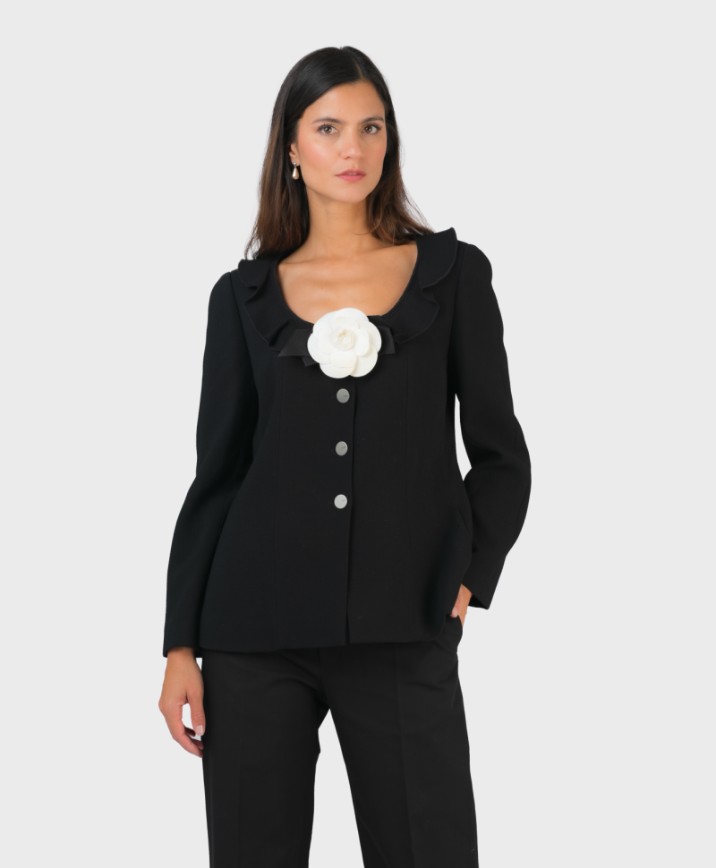 Veste Chanel Volant Noir FW1999 Par Karl Lagerfeld