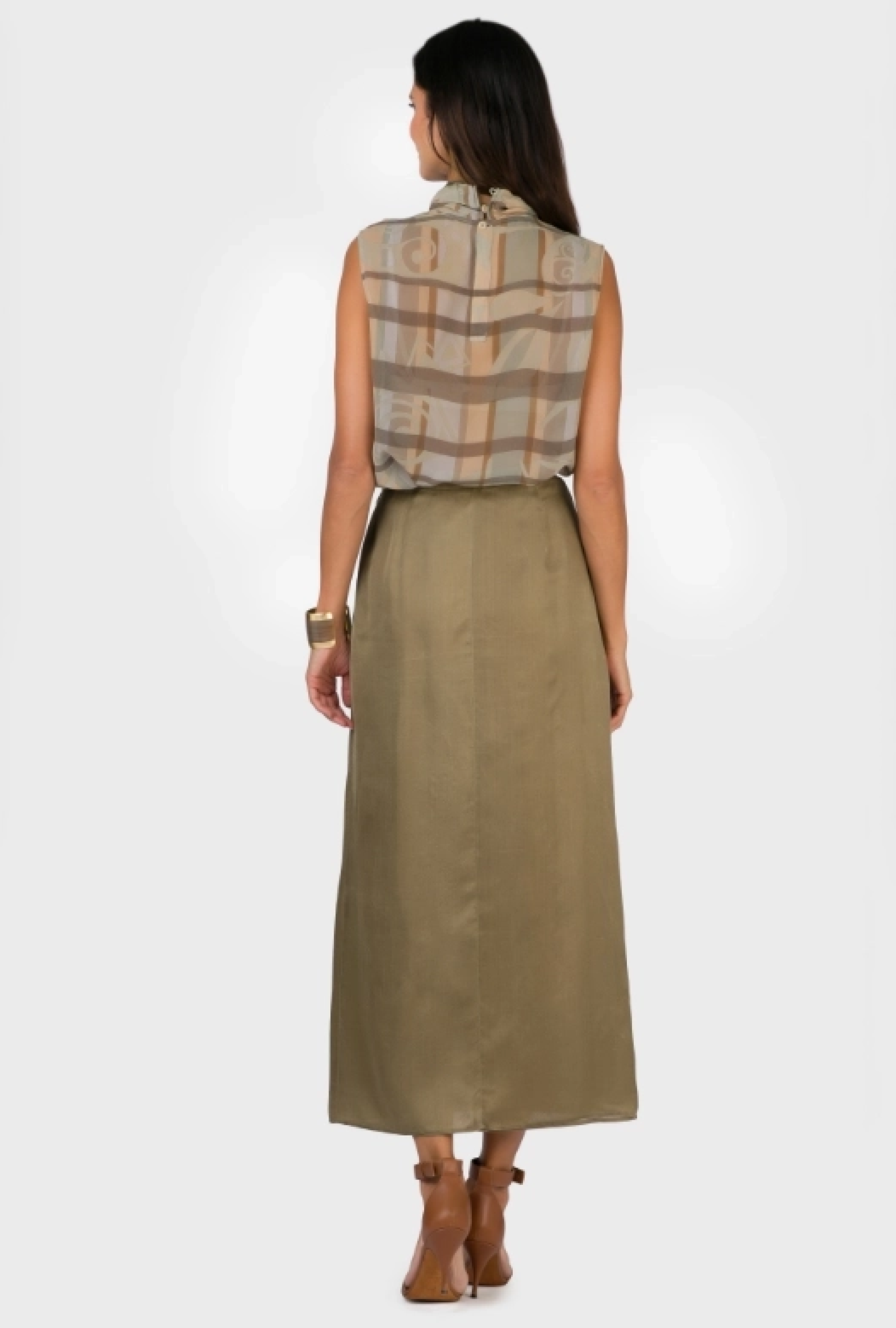 Ensemble Armani Soie Plissée Vert