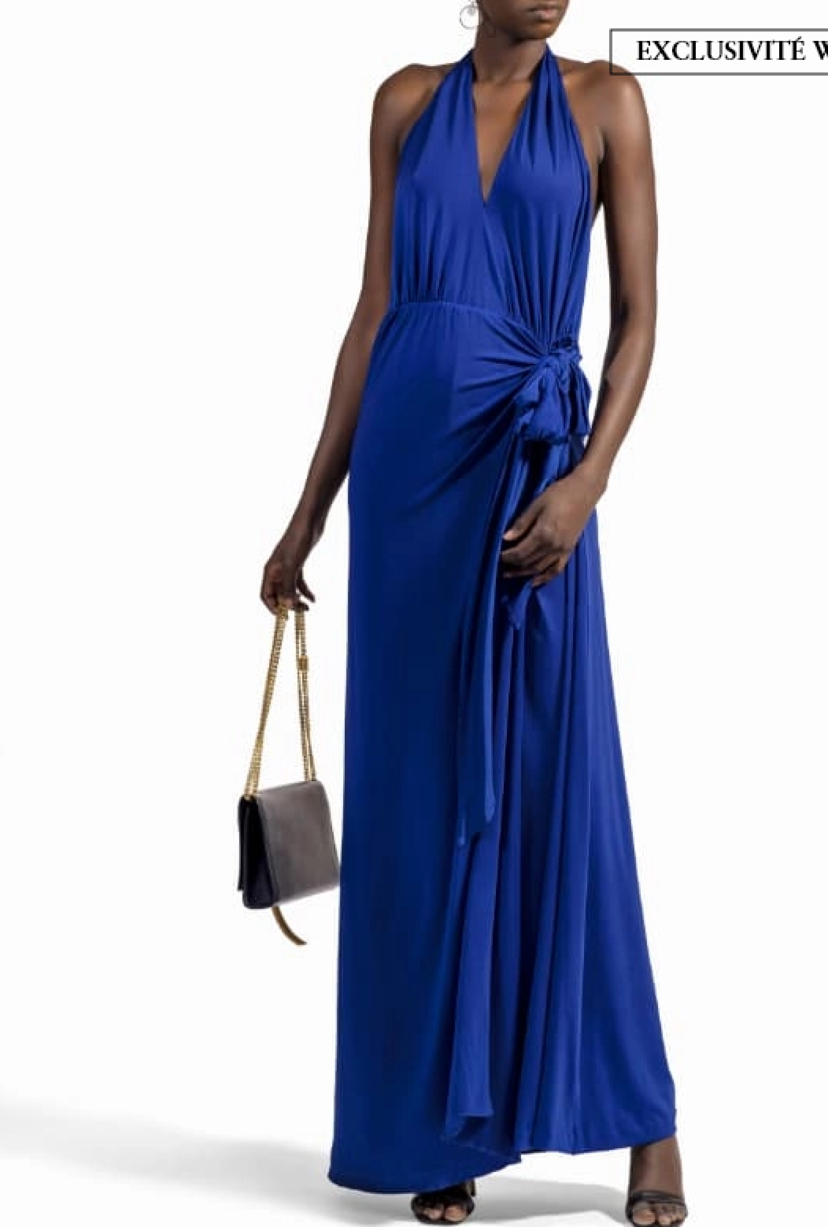 Robe Halston Heritage Backless Bleu-Exclusivité web